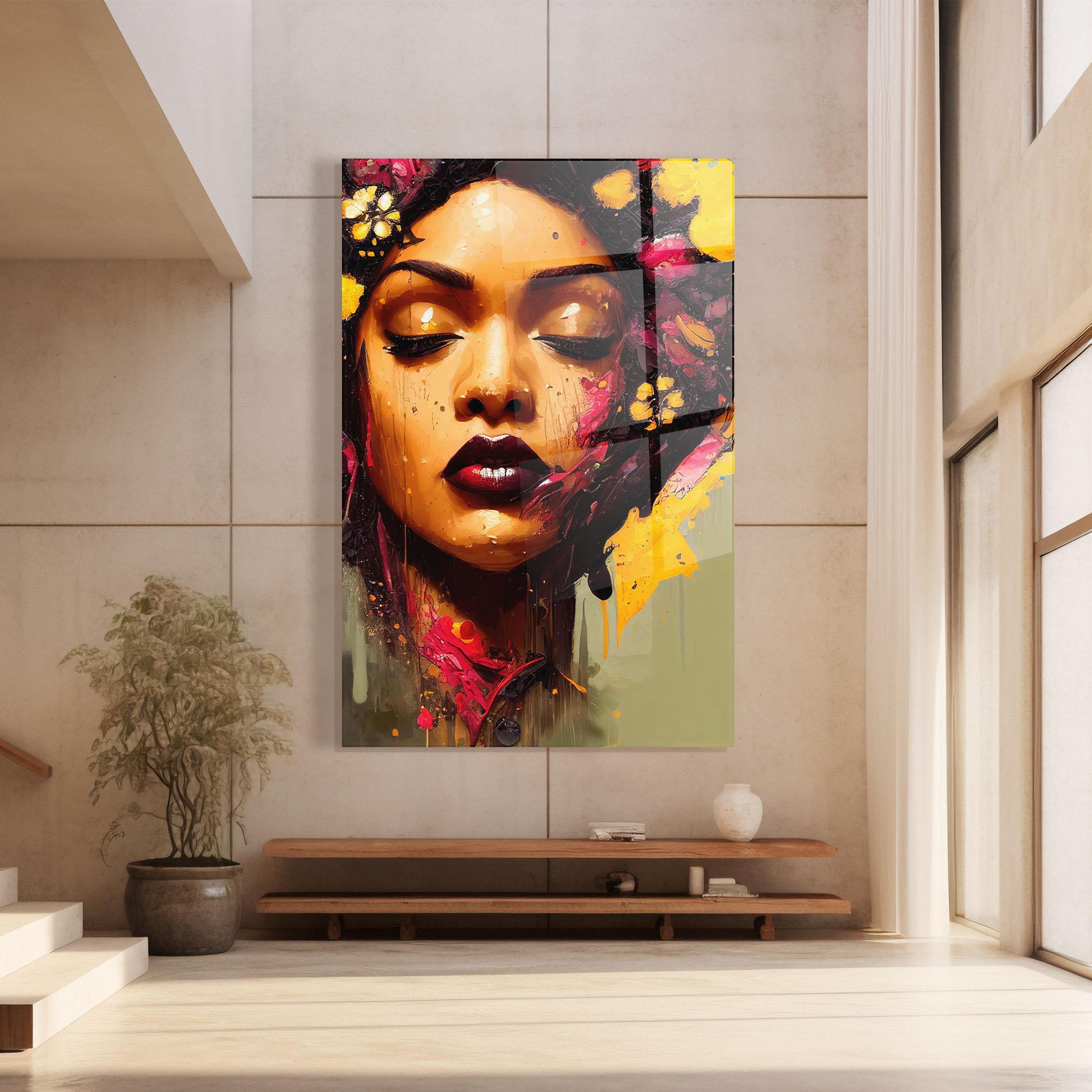 Glasbild Ebony Woman mockup 8