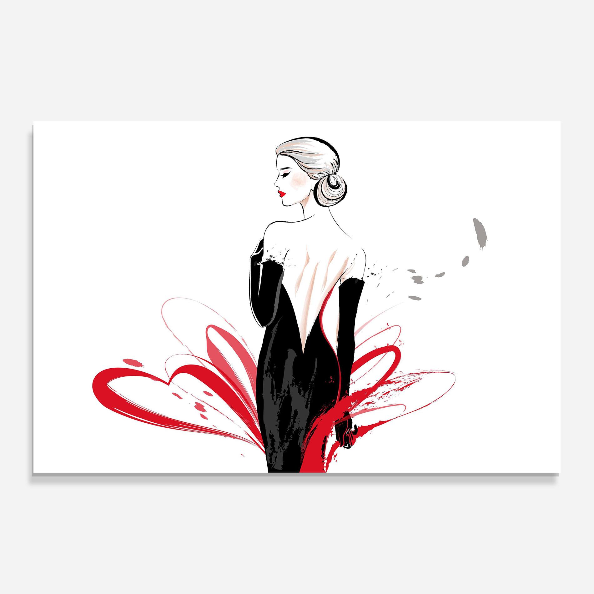 Glasbild Black Red Dress mockup 0