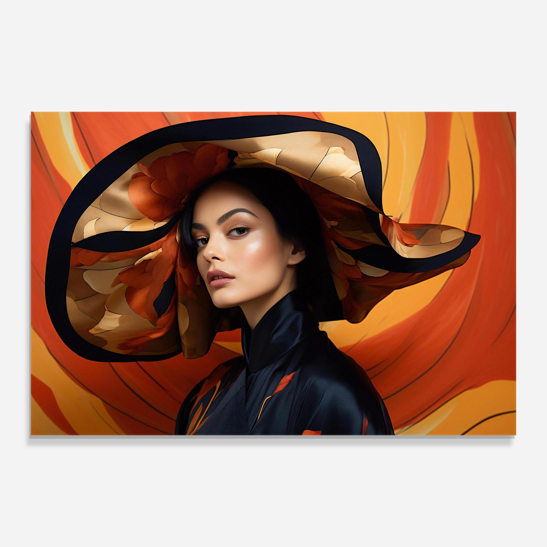 Glasbild Elegant Hat Woman mockup 0