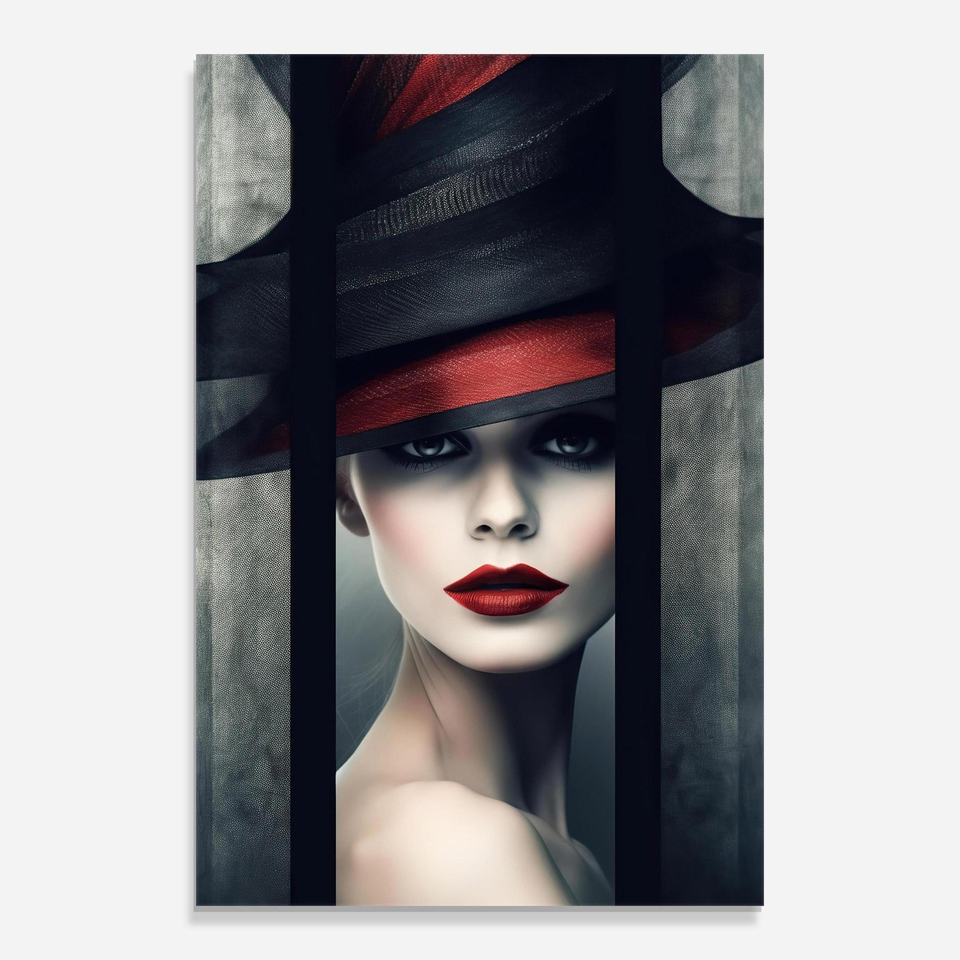 Glasbild Big Red Black Hat mockup 0