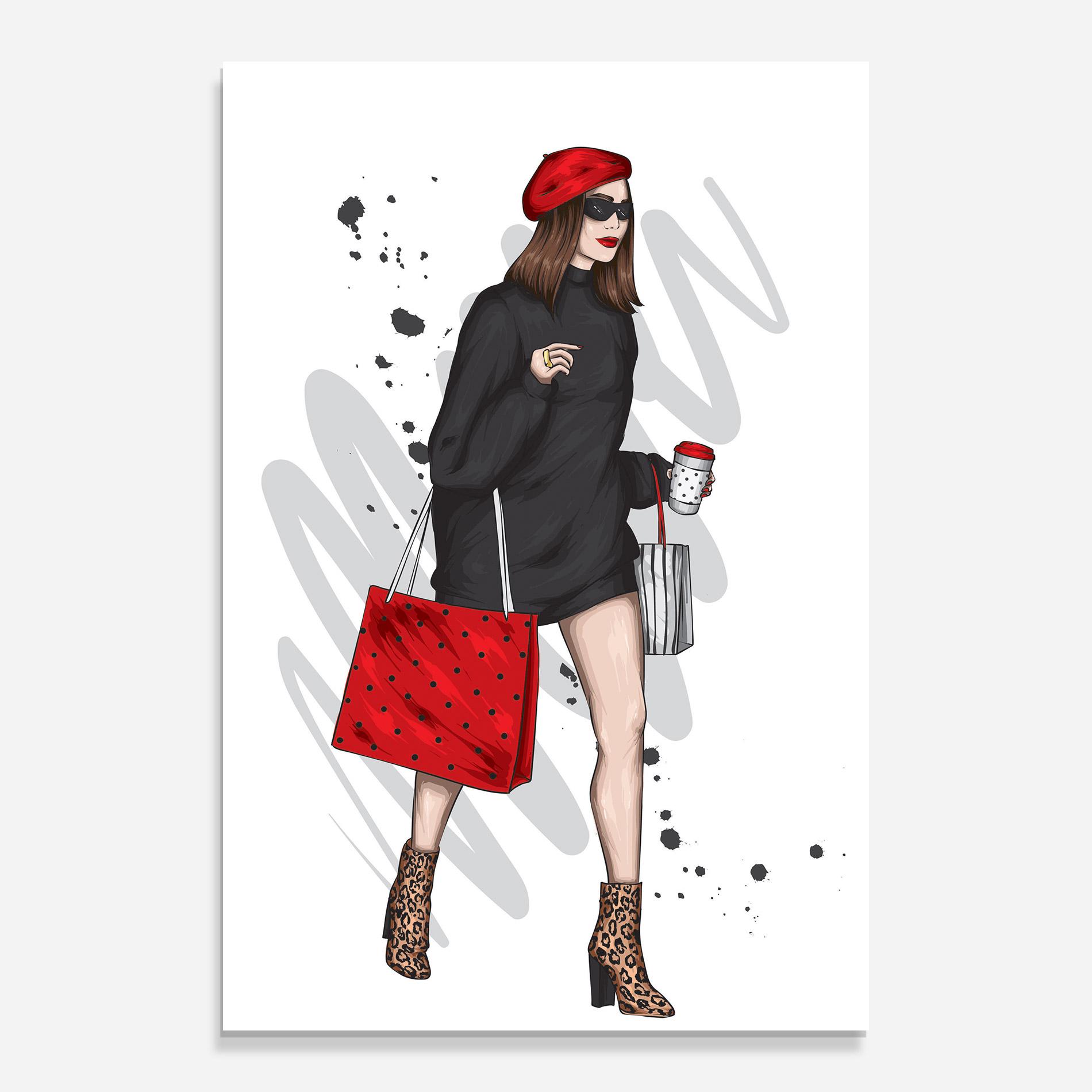 Glasbild Black Red Outfit mockup 0