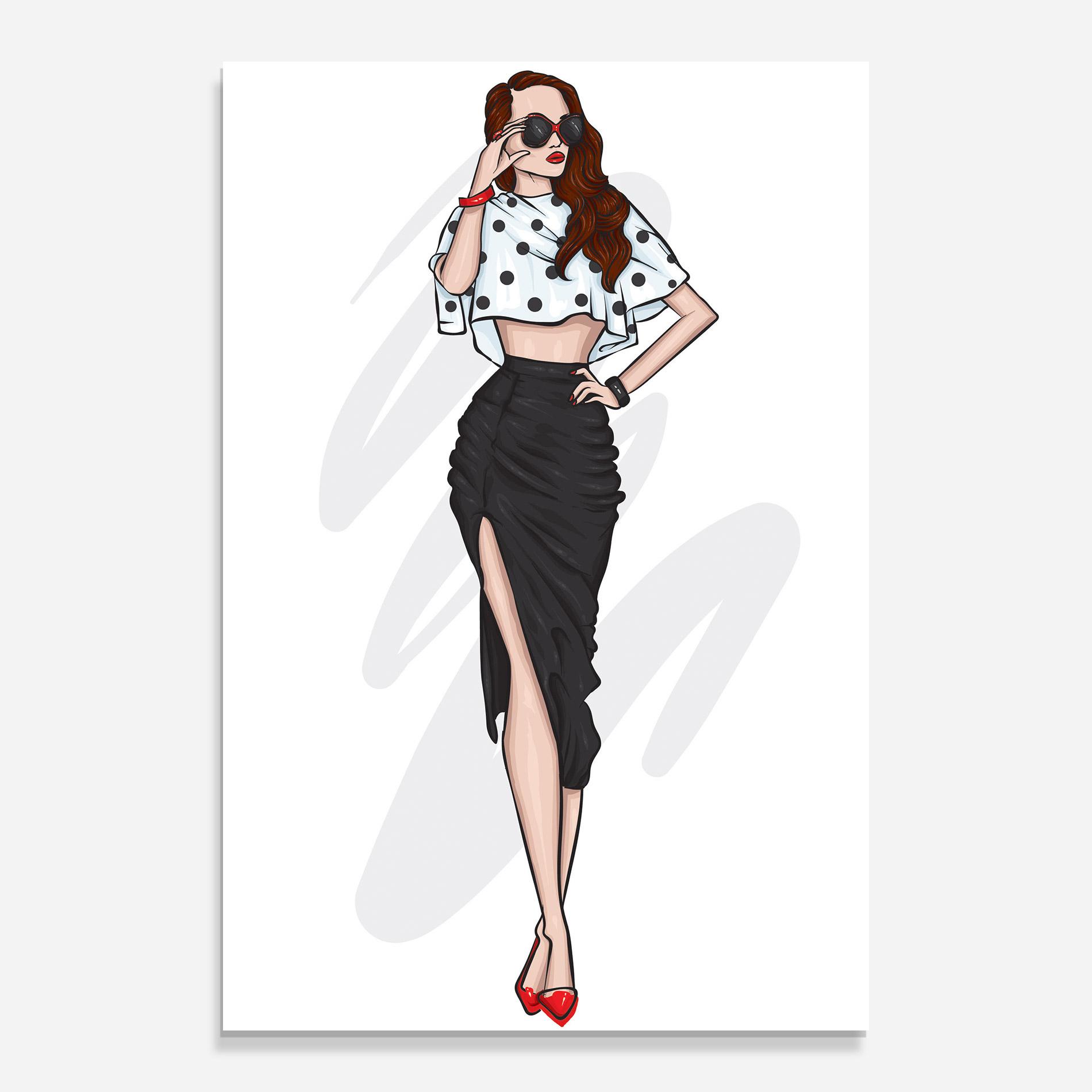 Glasbild Black Skirt Diva mockup 0