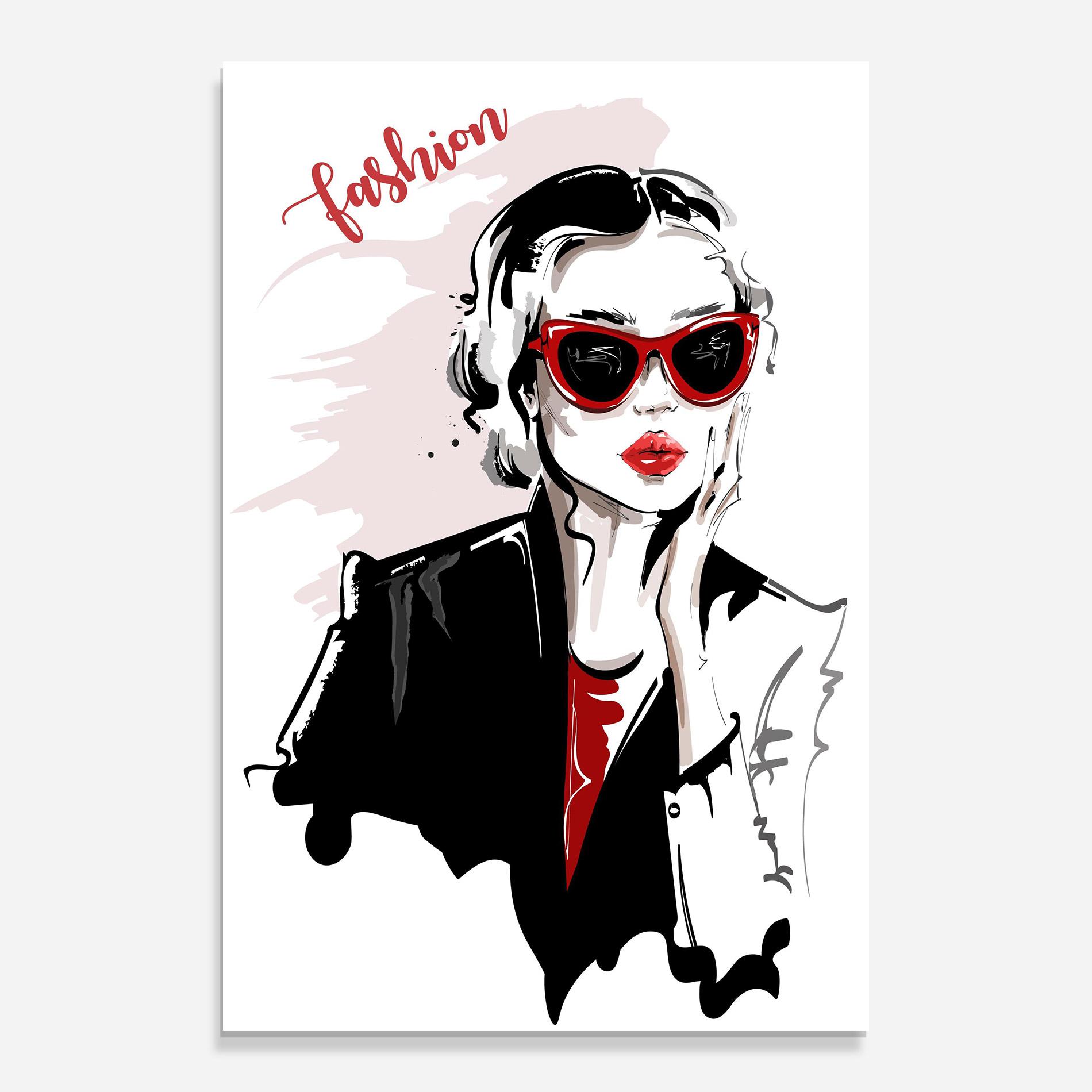 Glasbild Fashion Red Glasses mockup 0