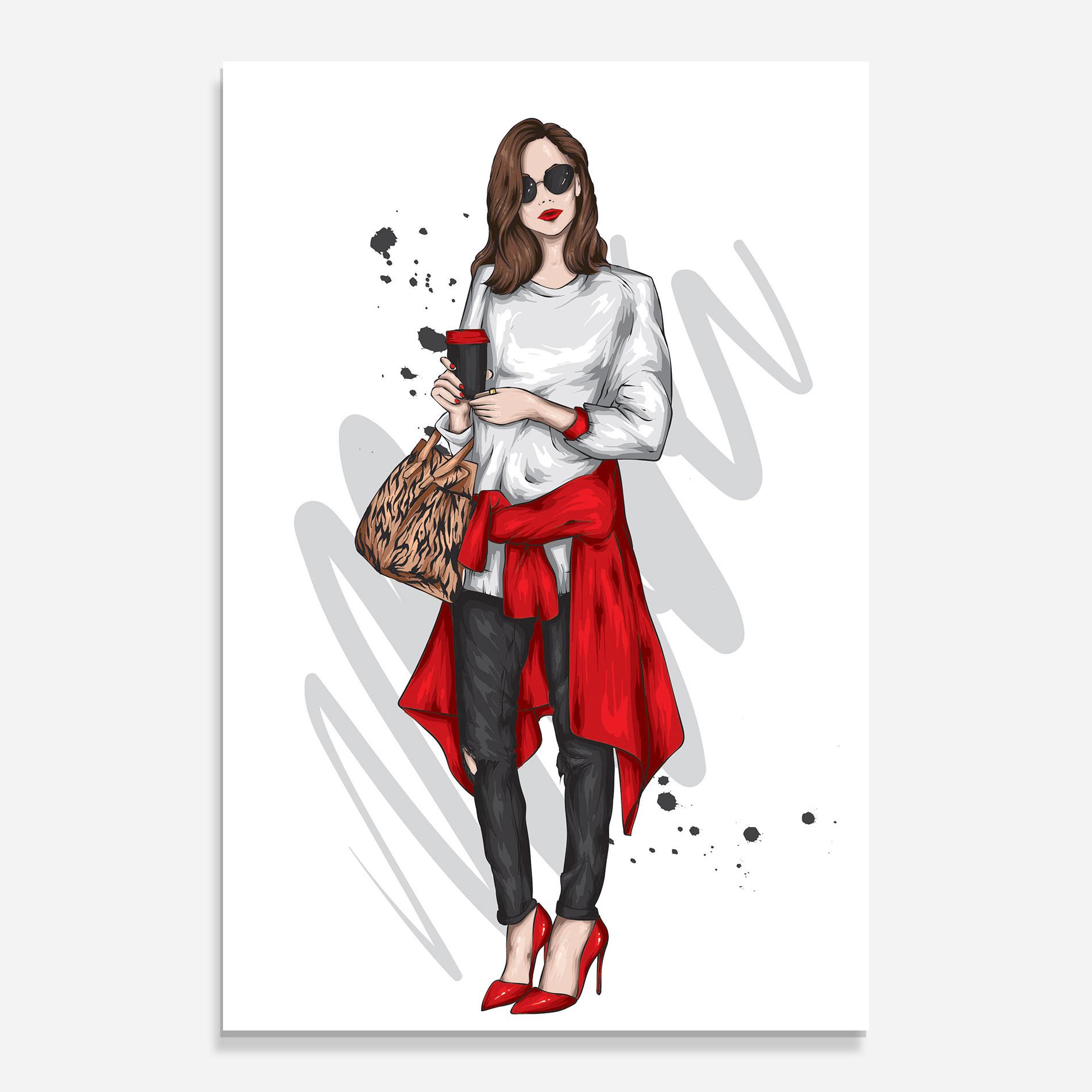 Glasbild White Blouse Woman mockup 0