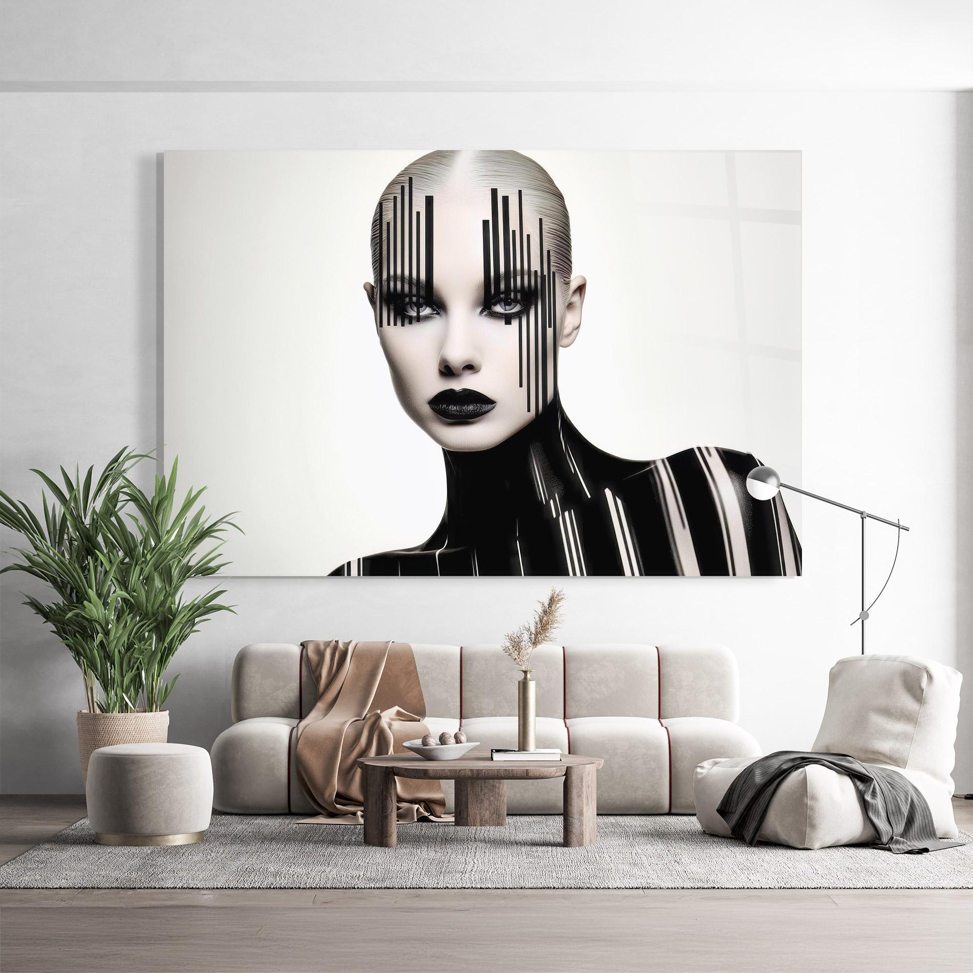 Glasbild Black Lips And Outfit mockup 9