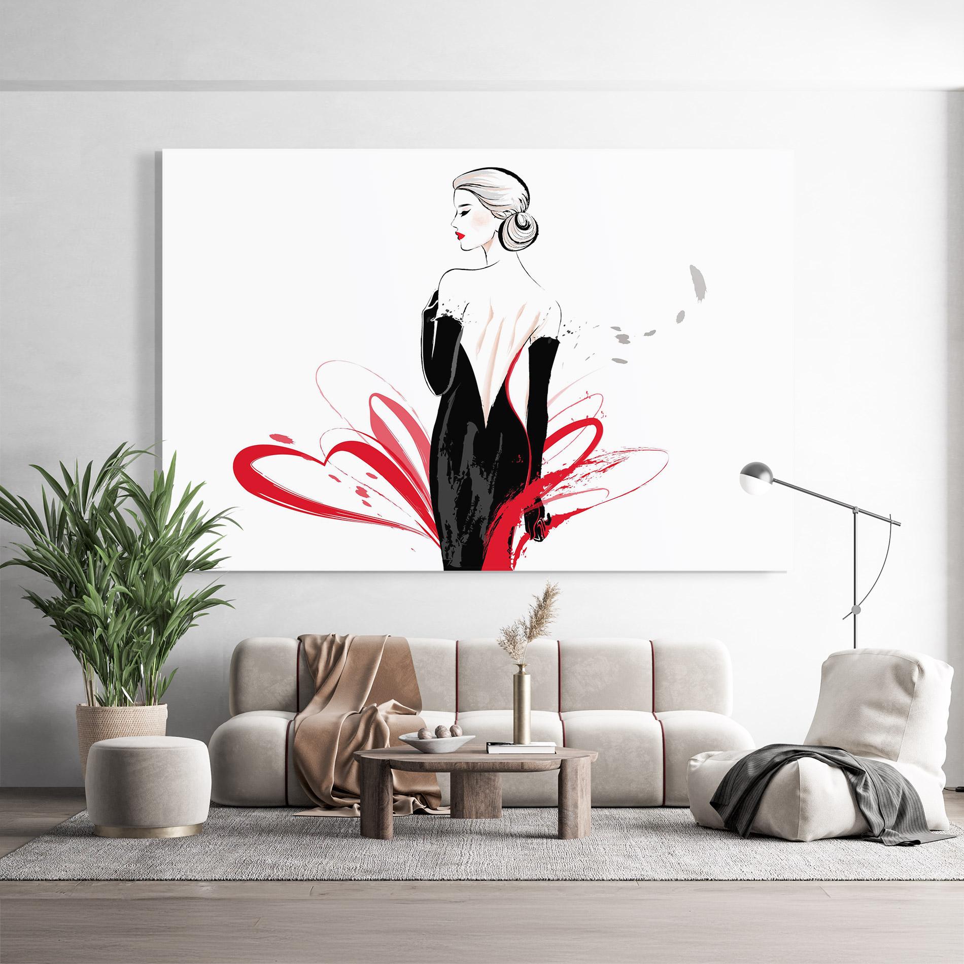 Glasbild Black Red Dress mockup 9