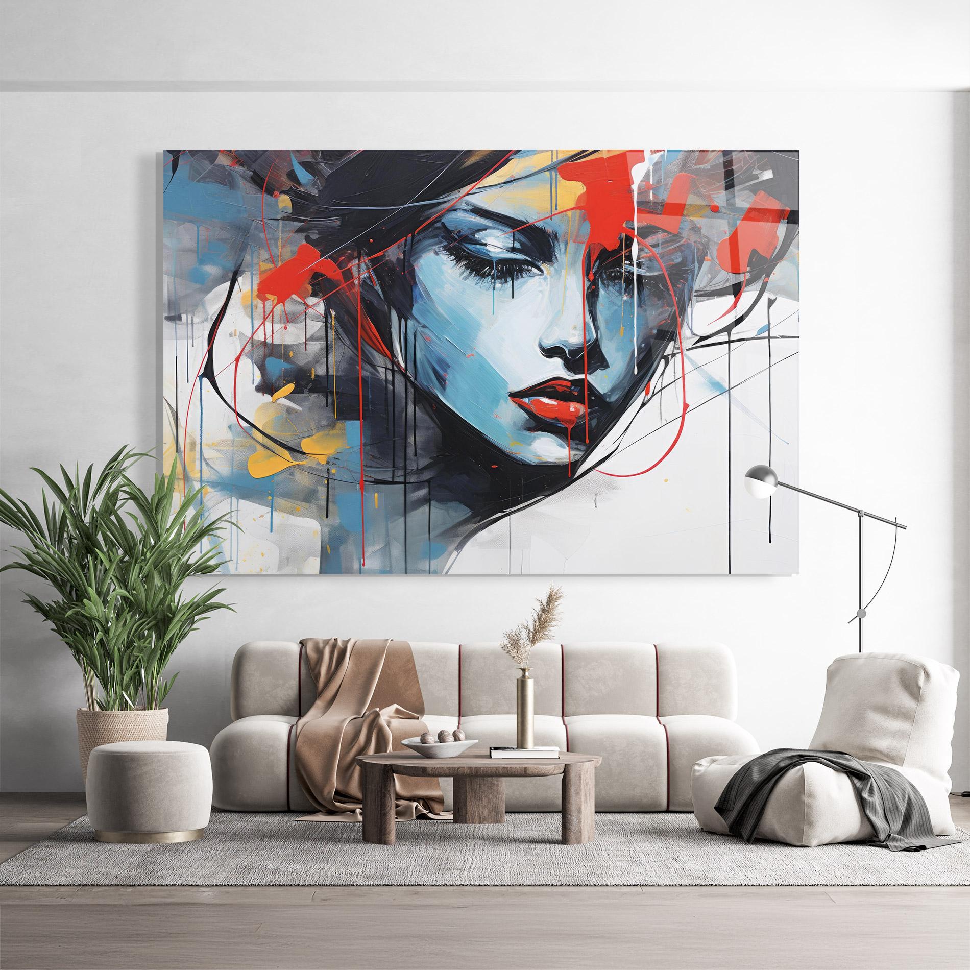 Glasbild Edgy Woman mockup 9