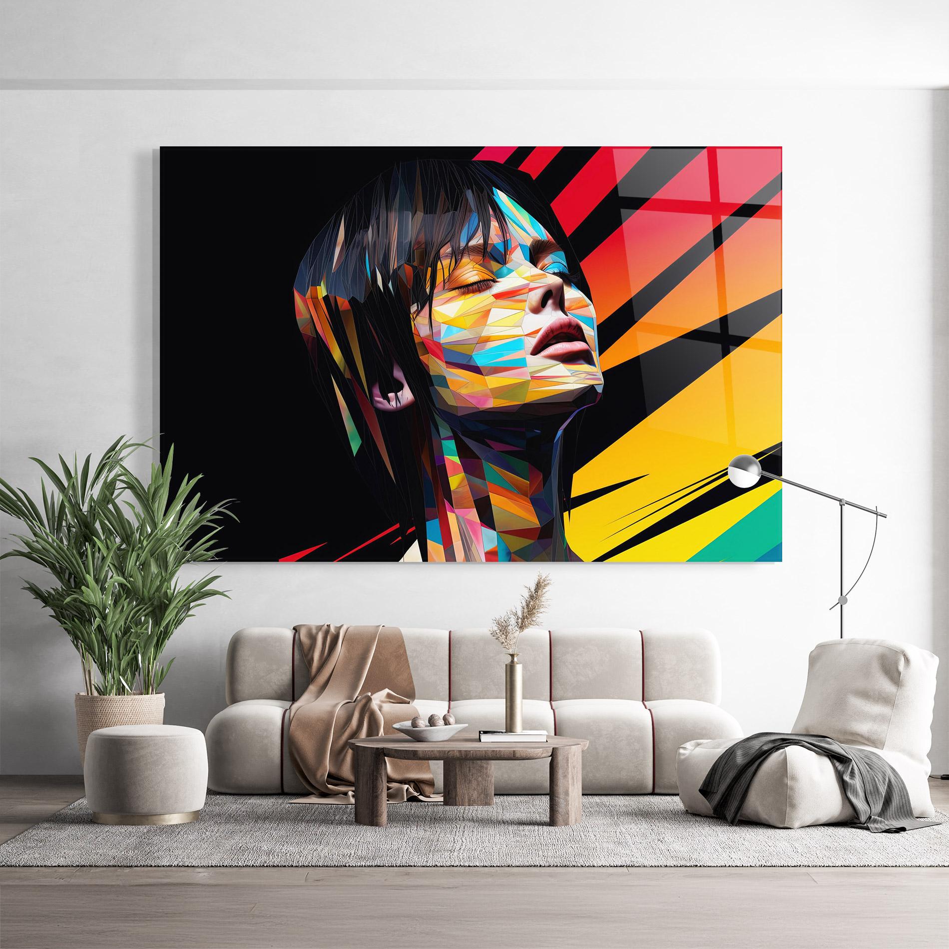 Glasbild Glitchy Woman mockup 9