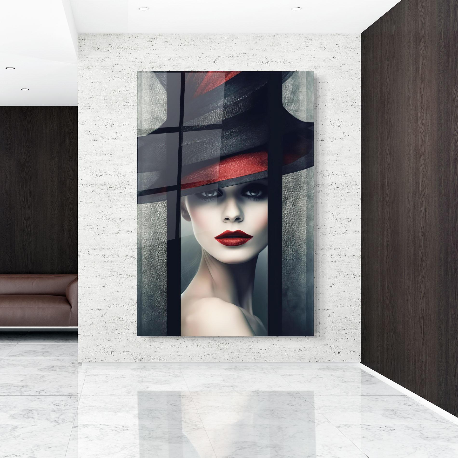 Glasbild Big Red Black Hat mockup 9