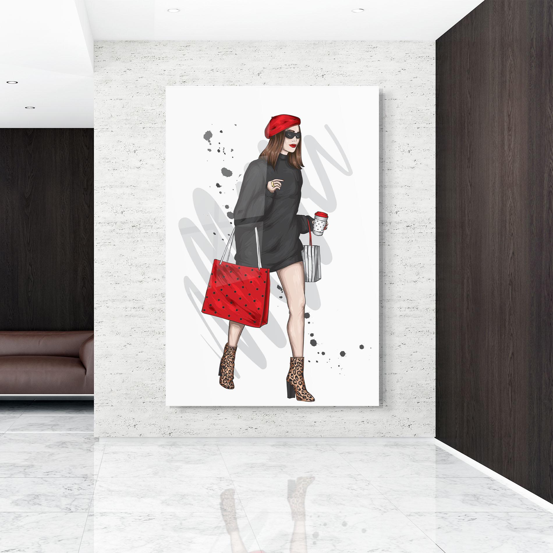 Glasbild Black Red Outfit mockup 9