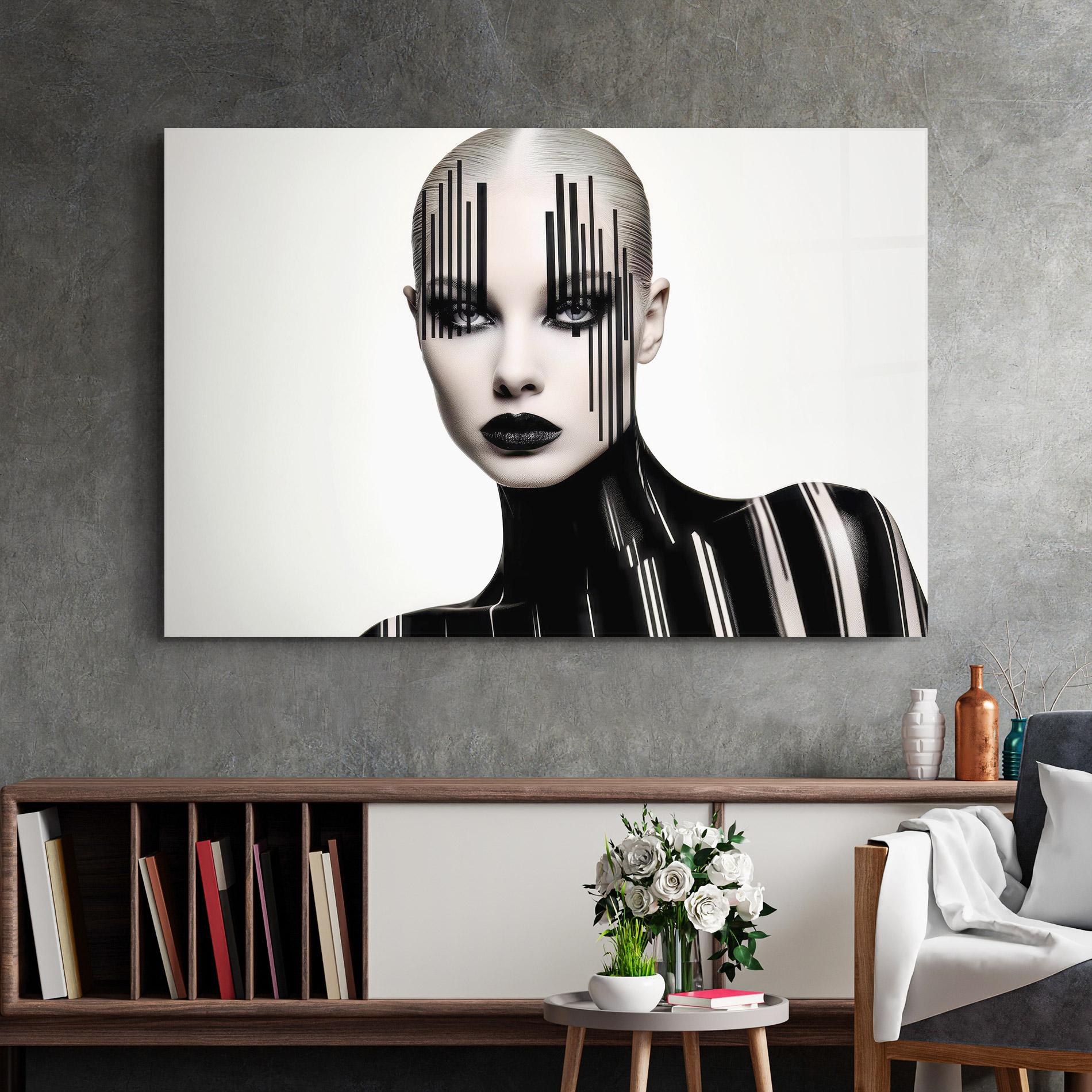 Glasbild Black Lips And Outfit mockup 2