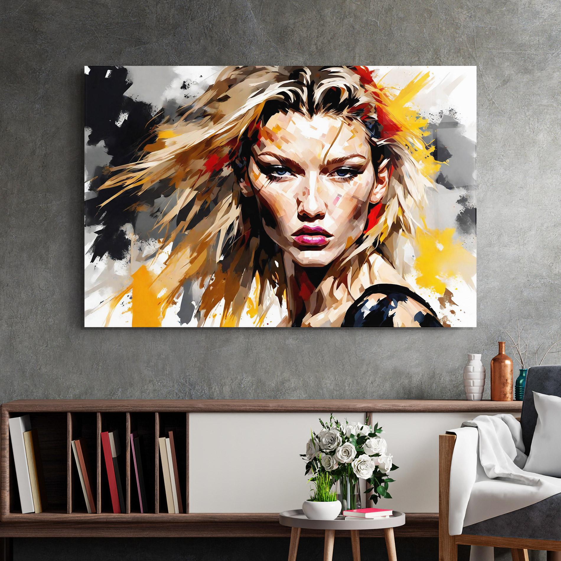 Glasbild Blond Hair Splash mockup 2