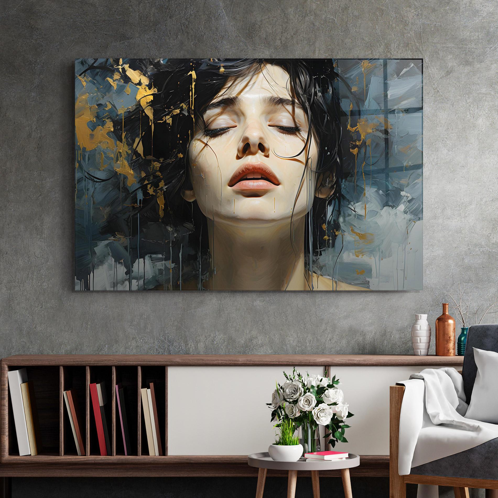 Glasbild Close Up Closed Eyes mockup 2