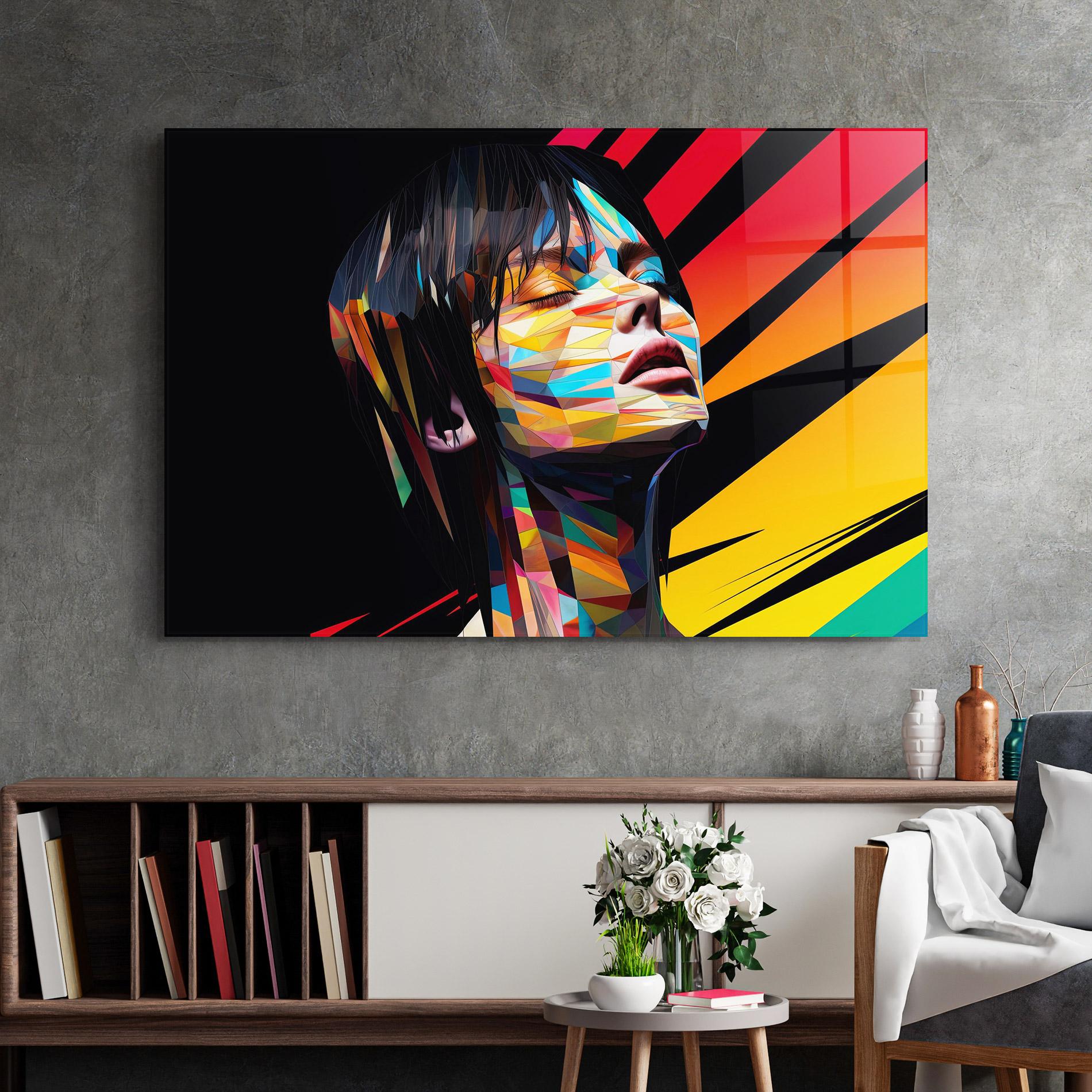 Glasbild Glitchy Woman mockup 2