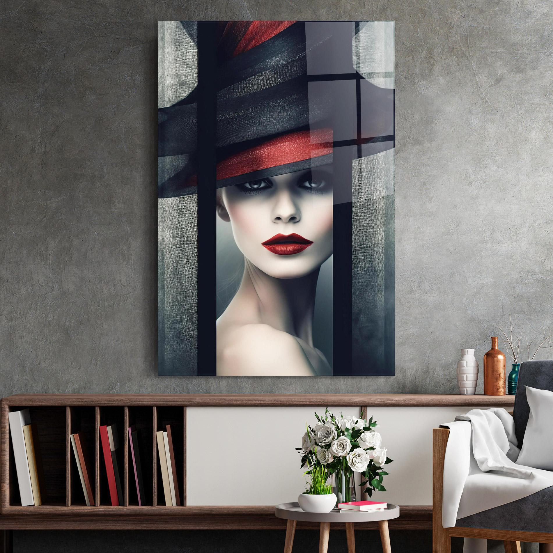 Glasbild Big Red Black Hat mockup 2
