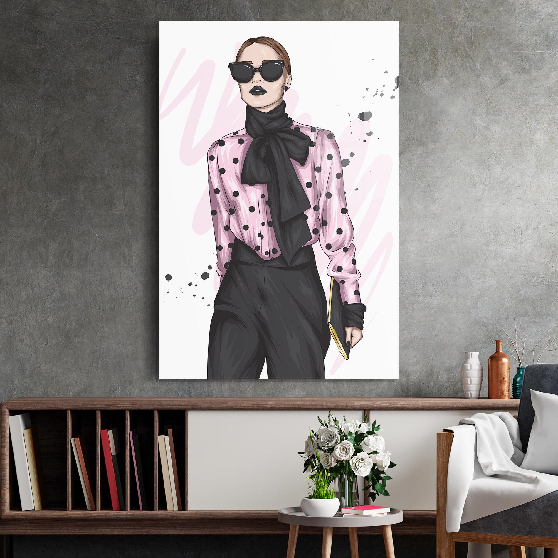 Glasbild Black Lips Diva mockup 2