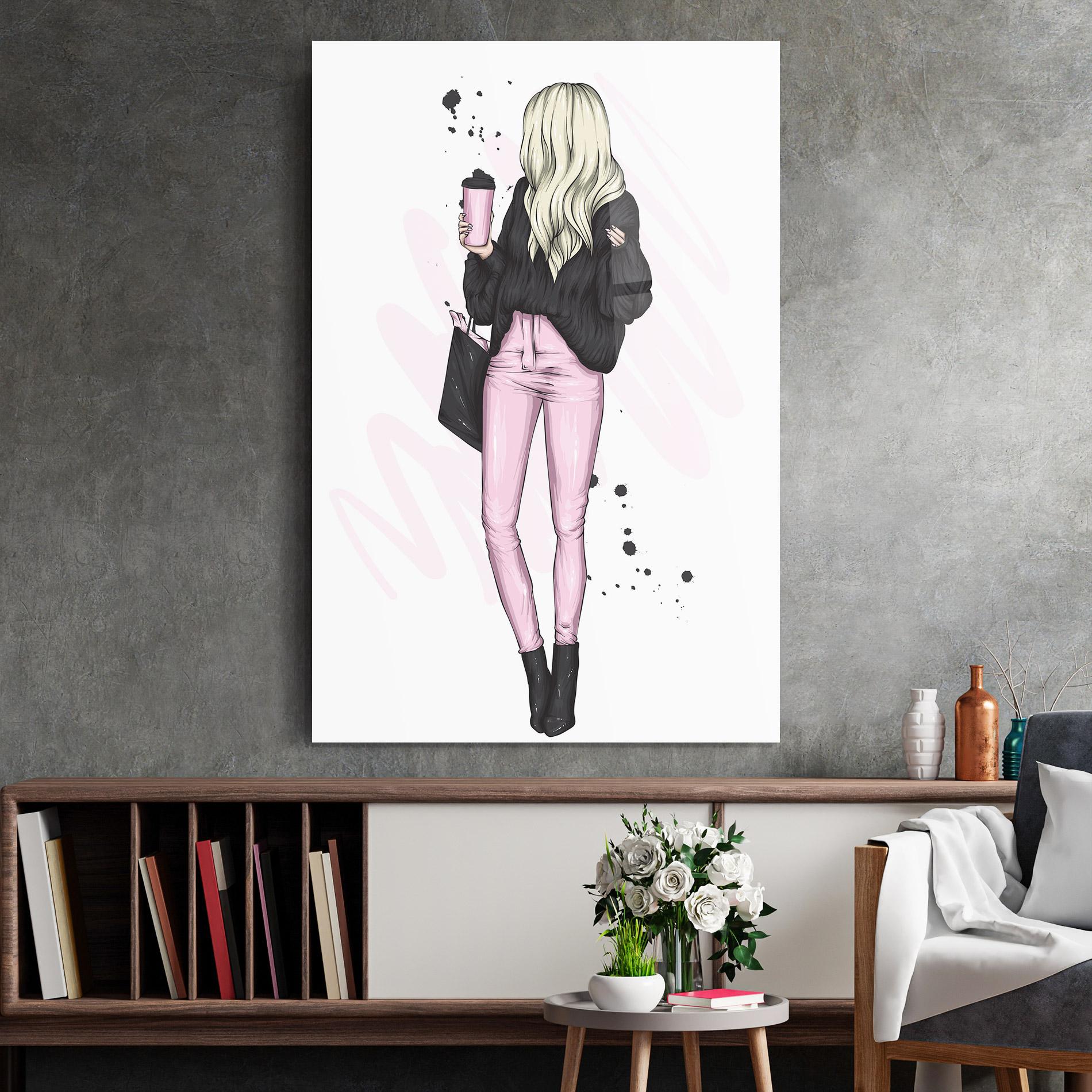 Glasbild Black Pink Outfit mockup 2