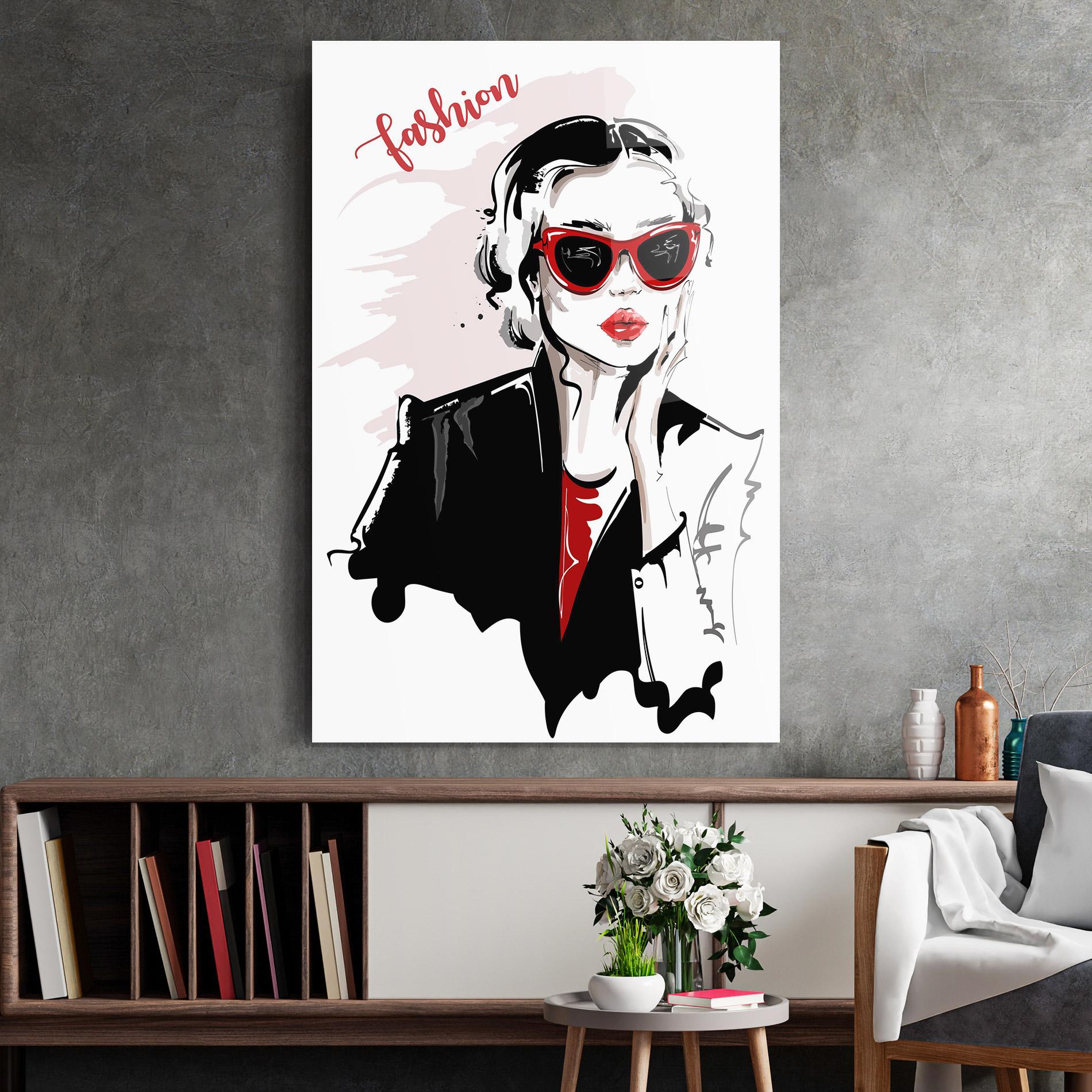 Glasbild Fashion Red Glasses mockup 2