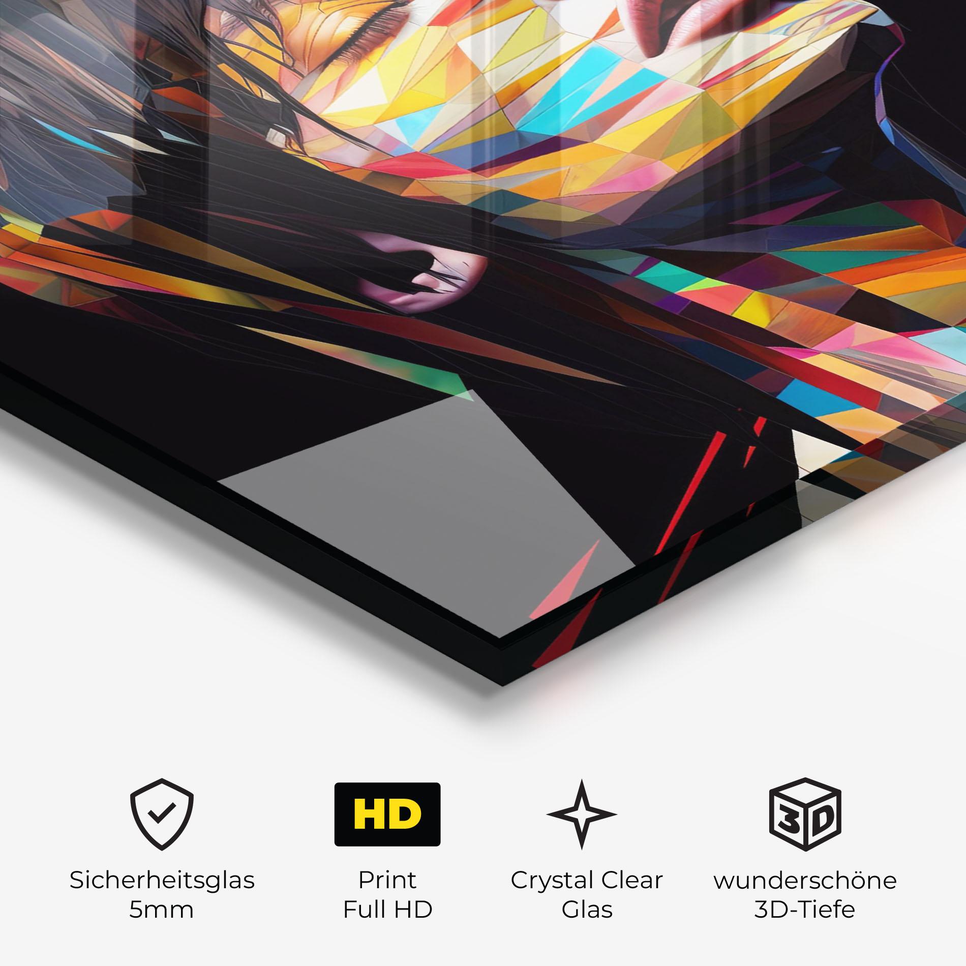 Glasbild Glitchy Woman mockup 3