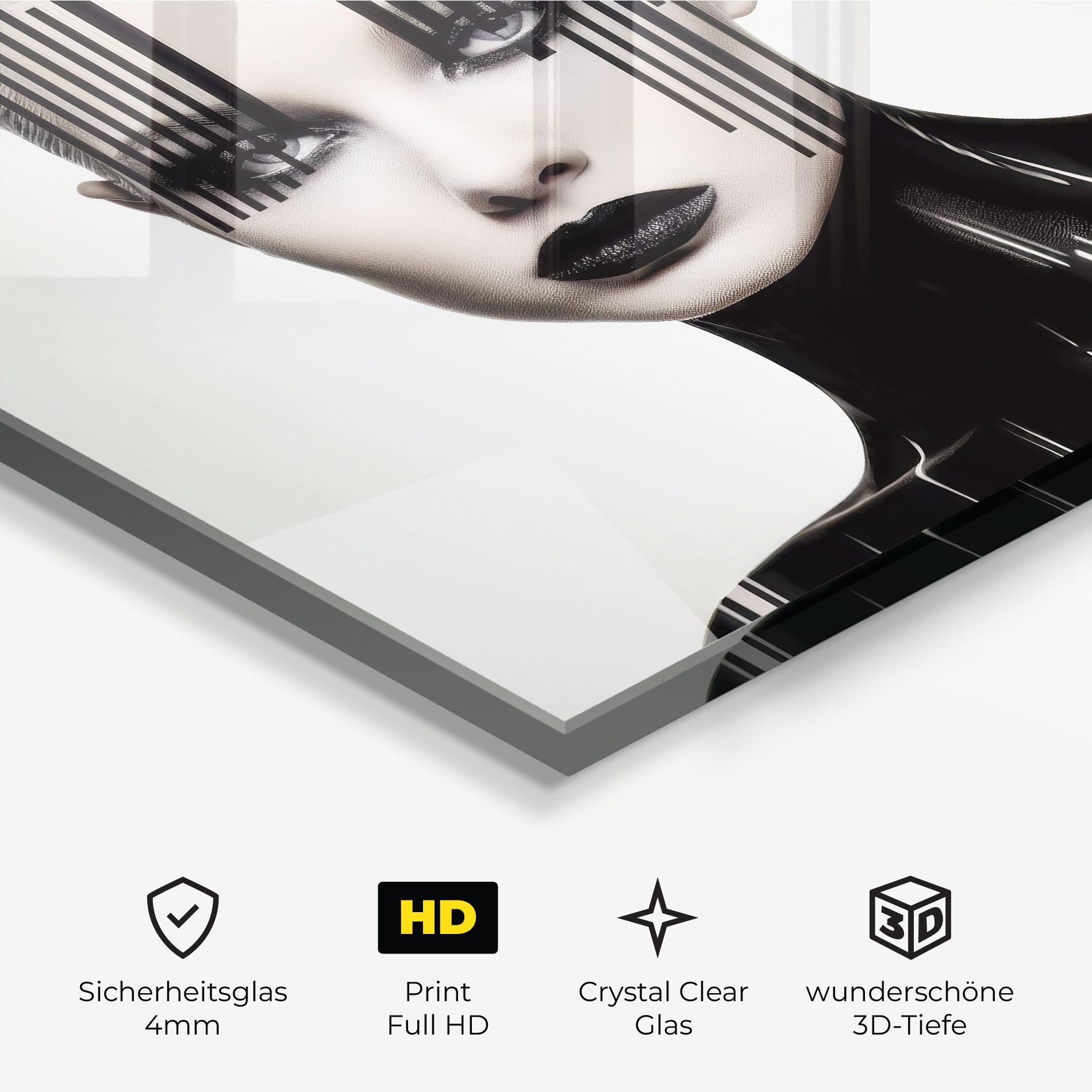 Glasbild Black Lips And Outfit mockup 3