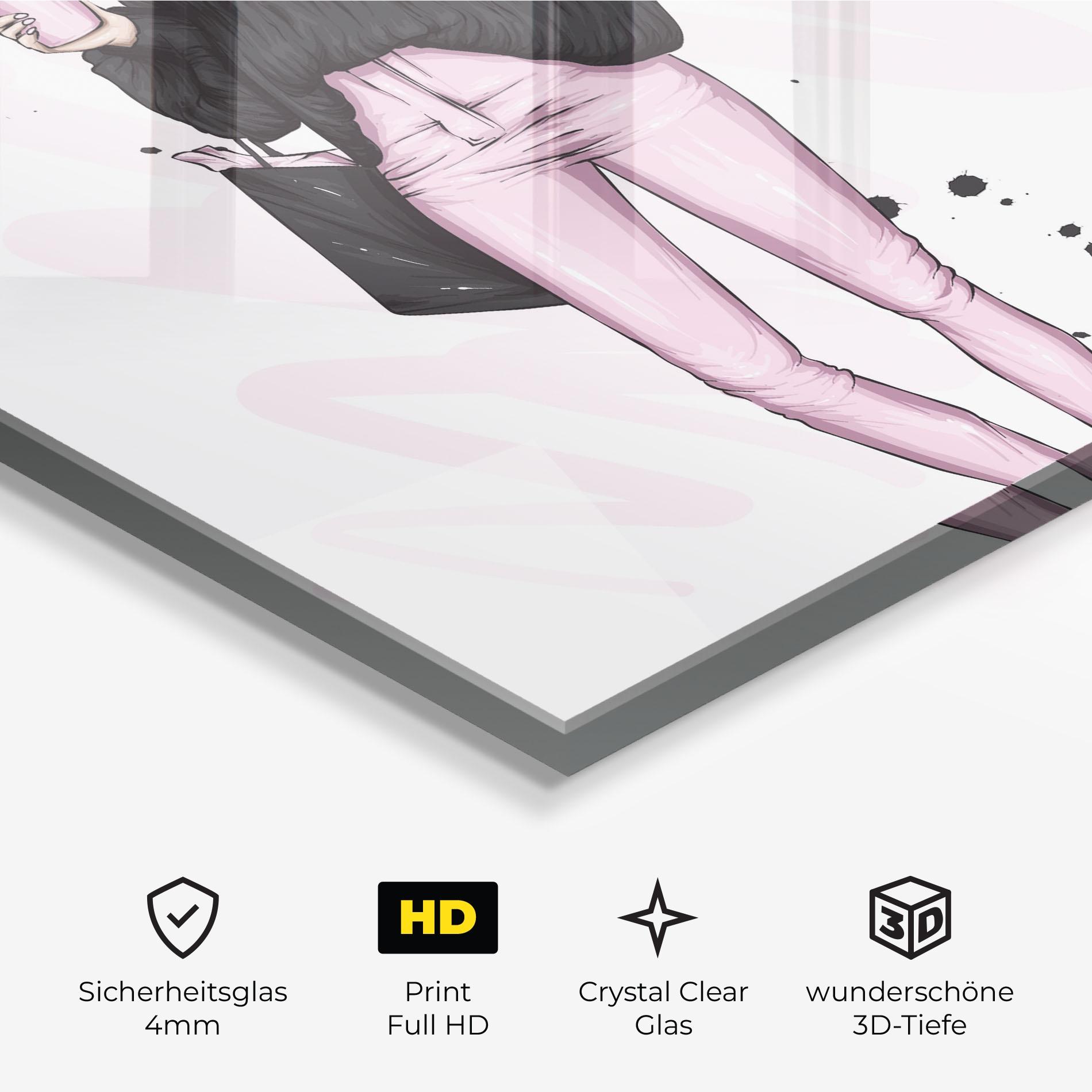 Glasbild Black Pink Outfit mockup 3