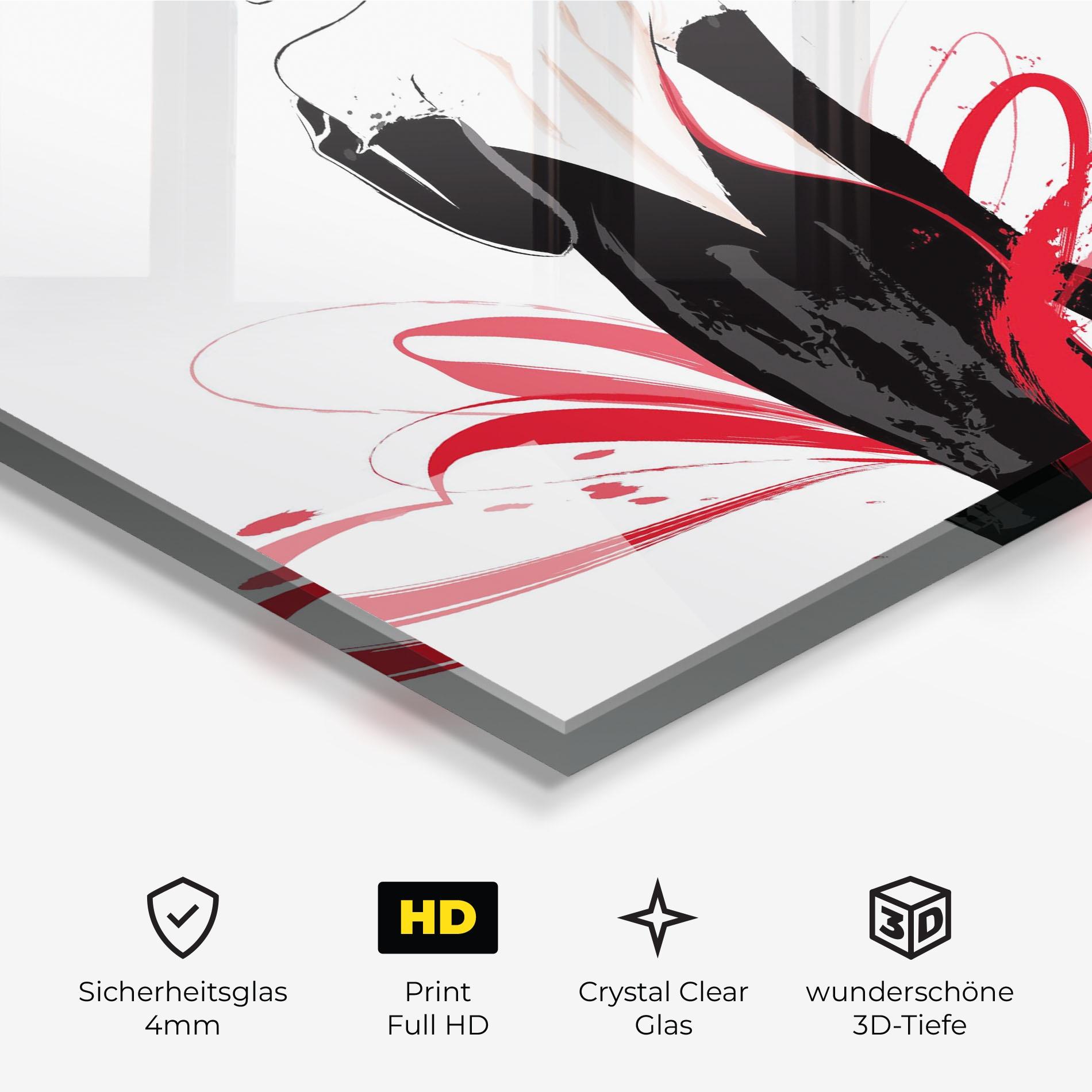 Glasbild Black Red Dress mockup 3