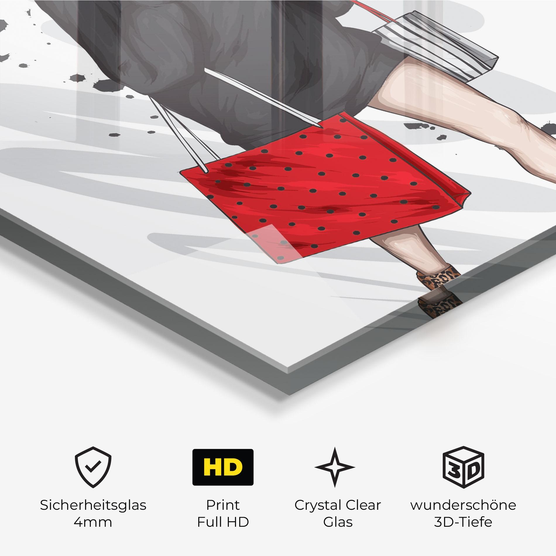 Glasbild Black Red Outfit mockup 3