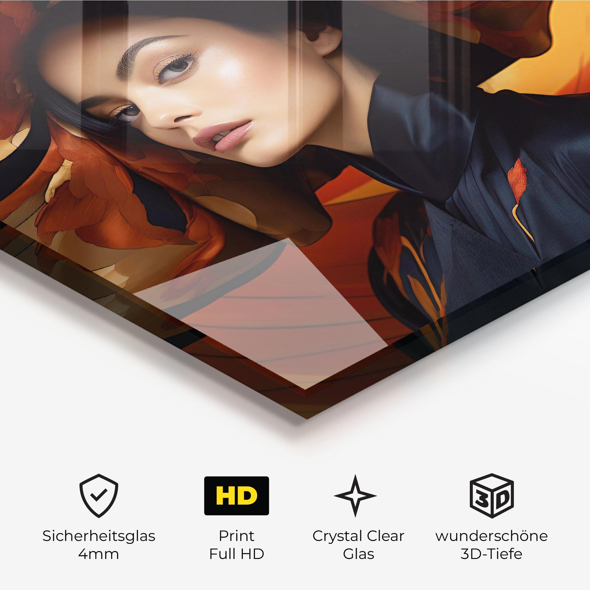 Glasbild Elegant Hat Woman mockup 3