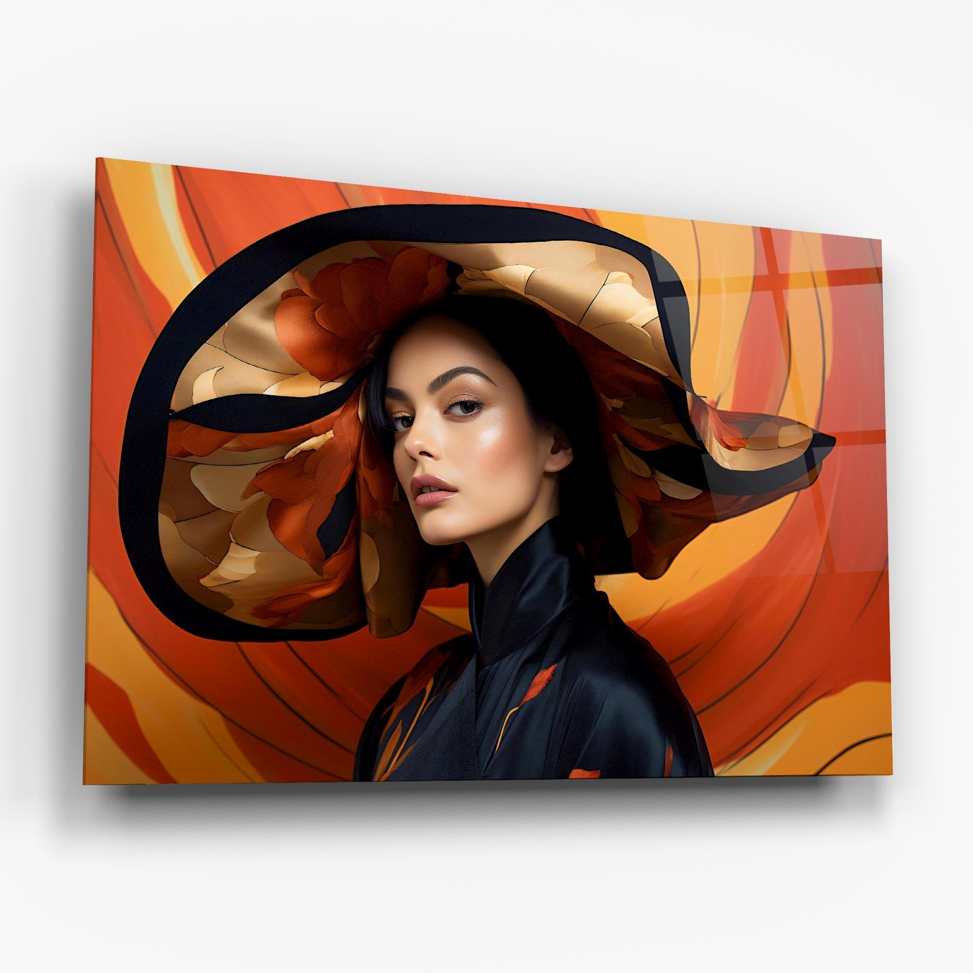 Glasbild Elegant Hat Woman mockup 6