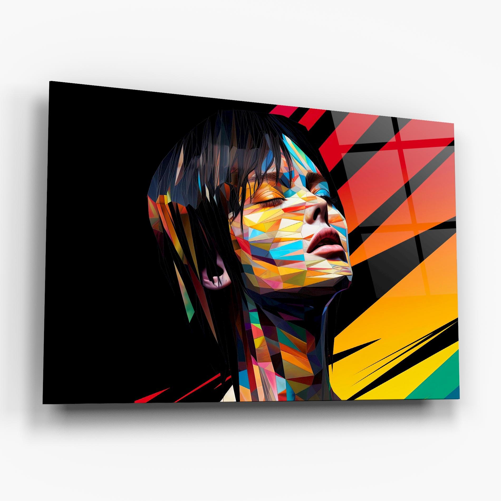 Glasbild Glitchy Woman mockup 6