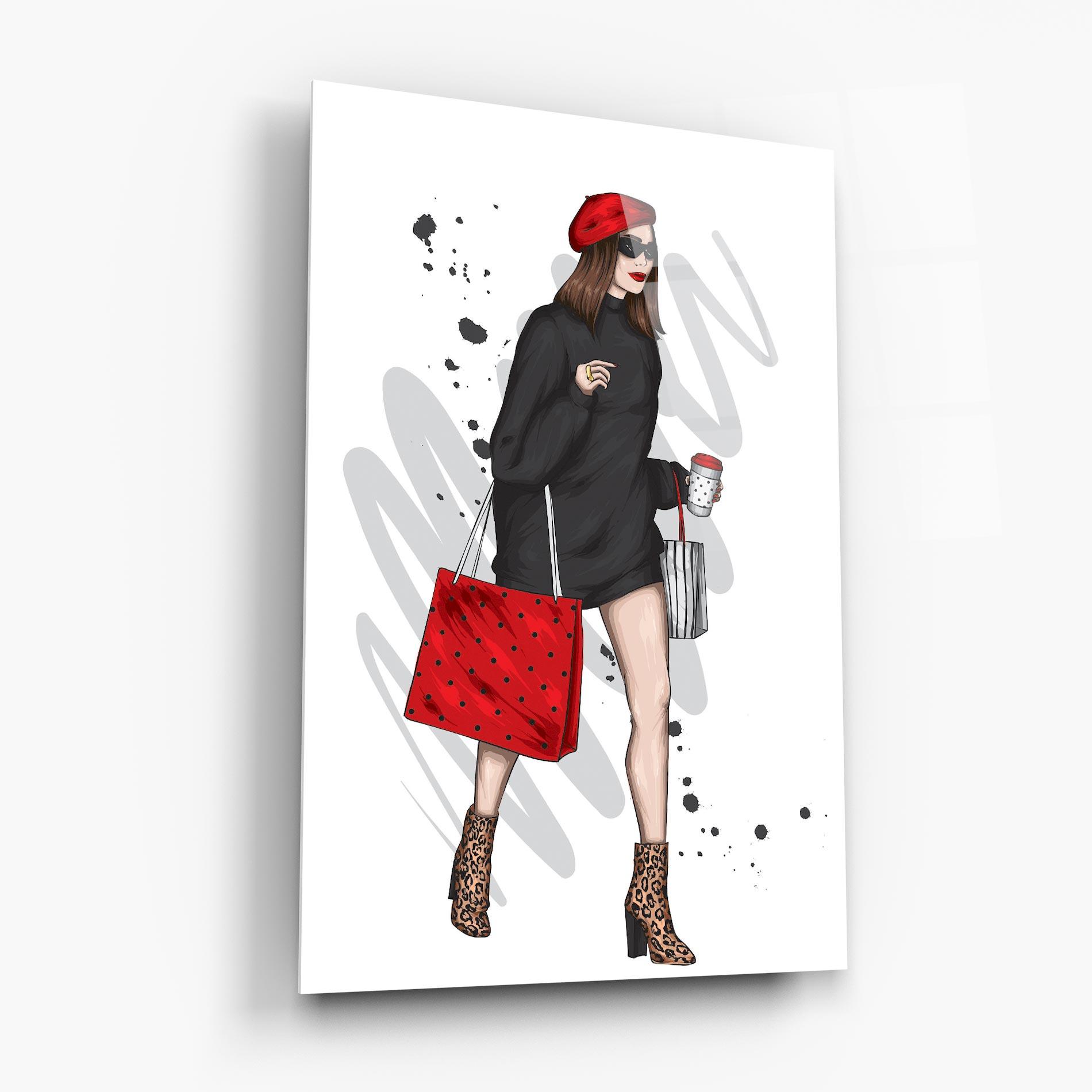 Glasbild Black Red Outfit mockup 6