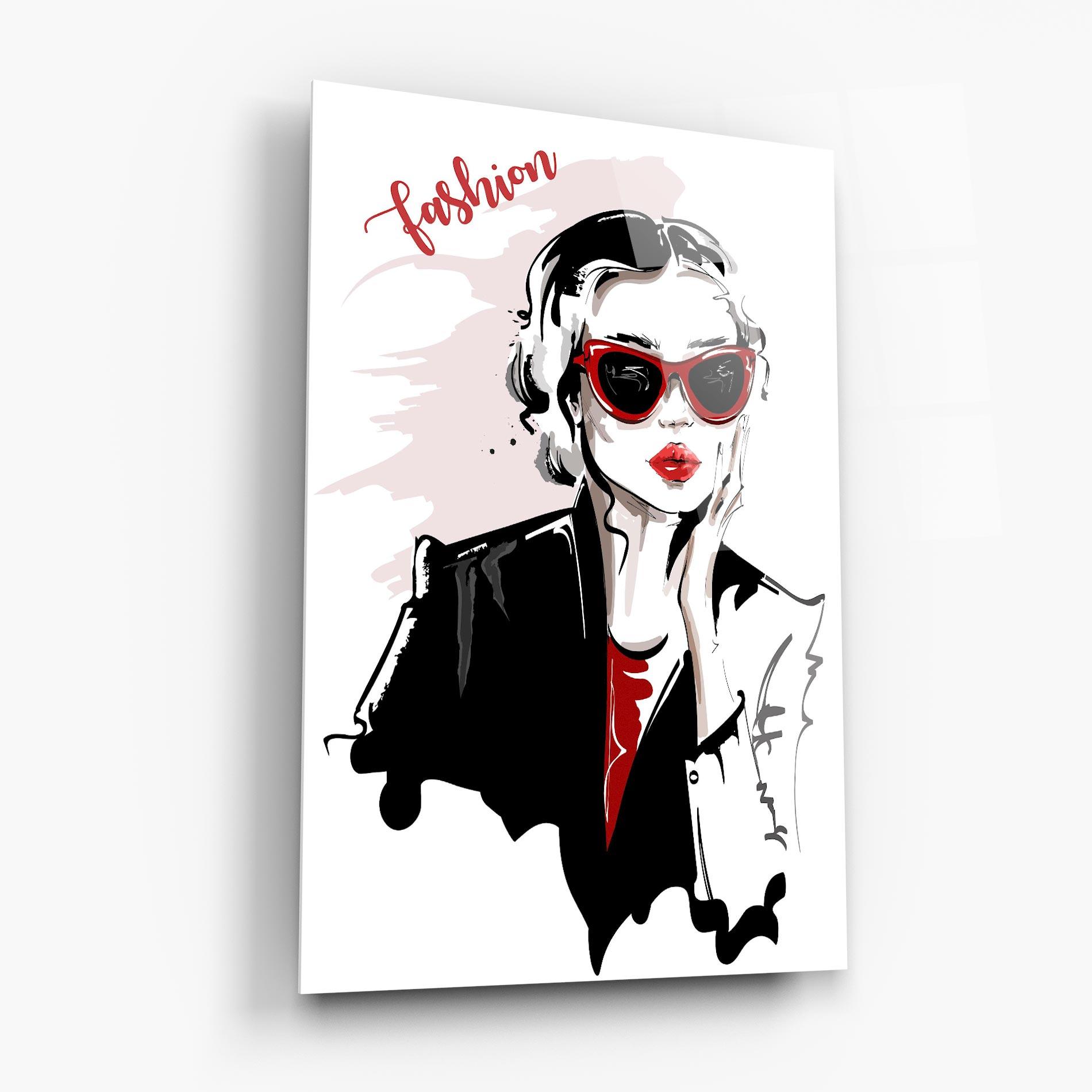 Glasbild Fashion Red Glasses mockup 6