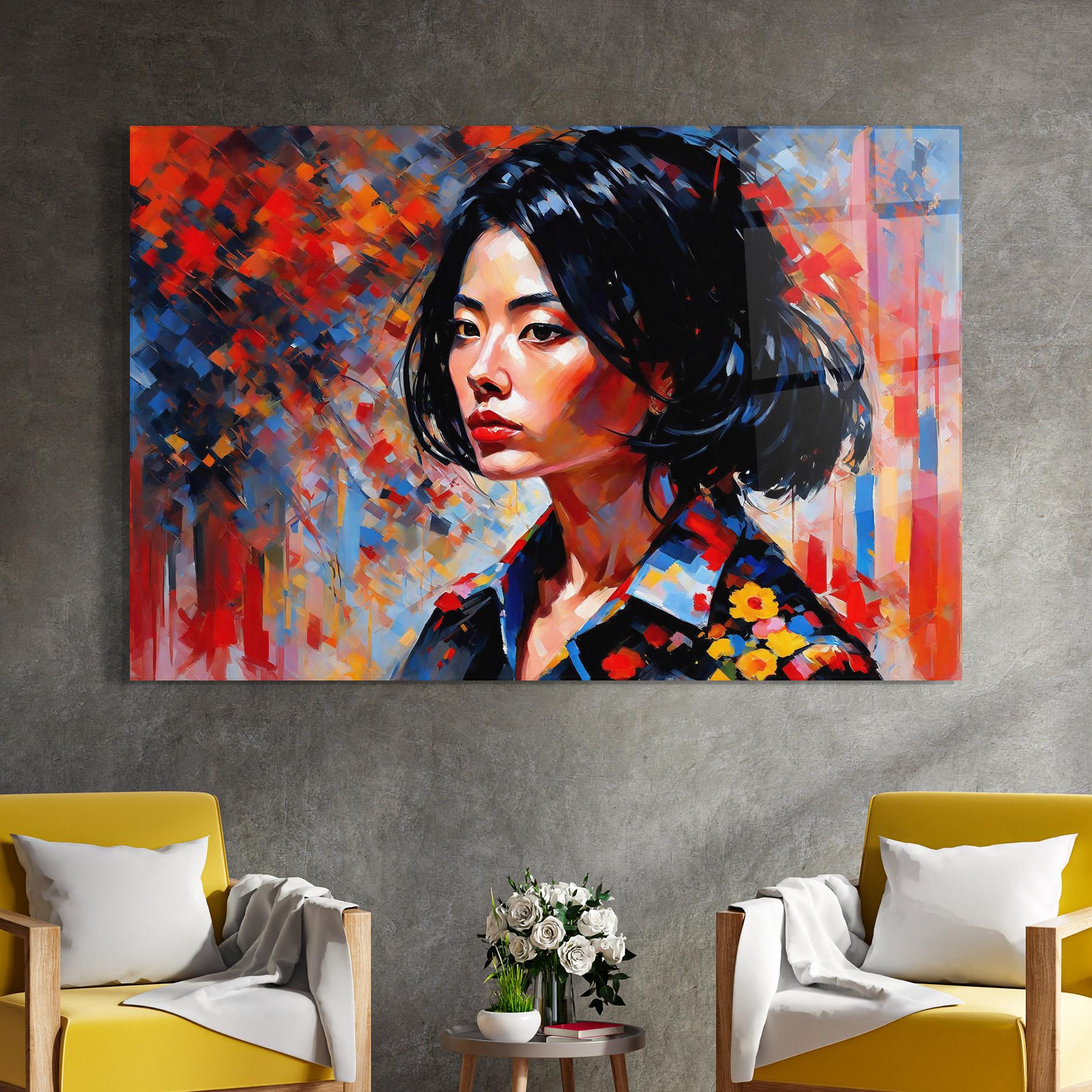 Glasbild Beautiful Asian Woman mockup 4