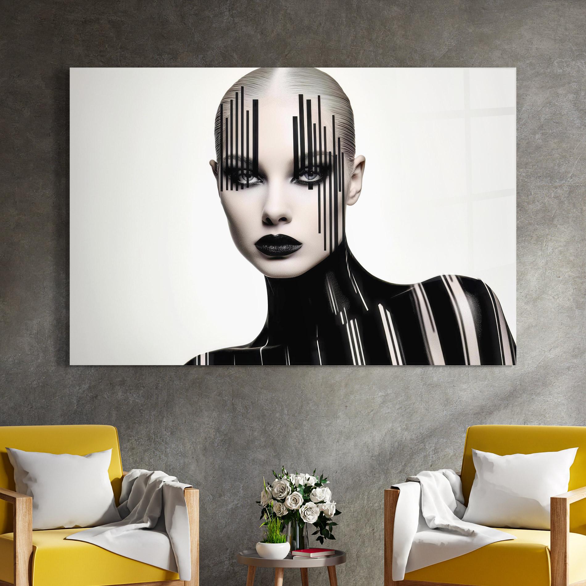 Glasbild Black Lips And Outfit mockup 4