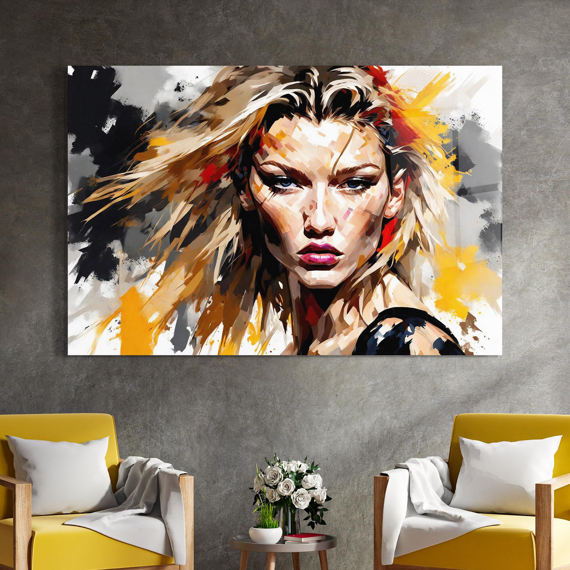 Glasbild Blond Hair Splash mockup 4