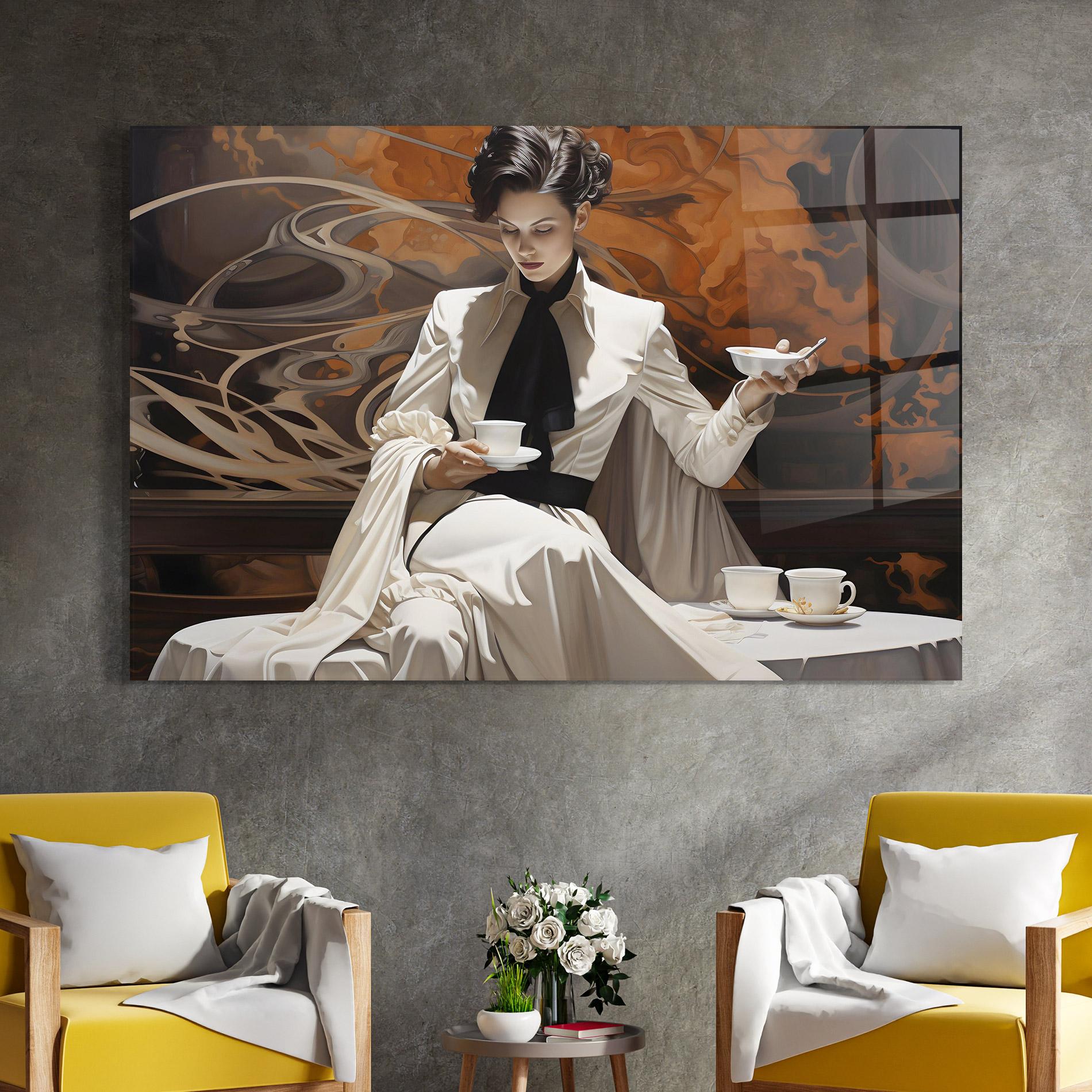 Glasbild Coffee Woman mockup 4