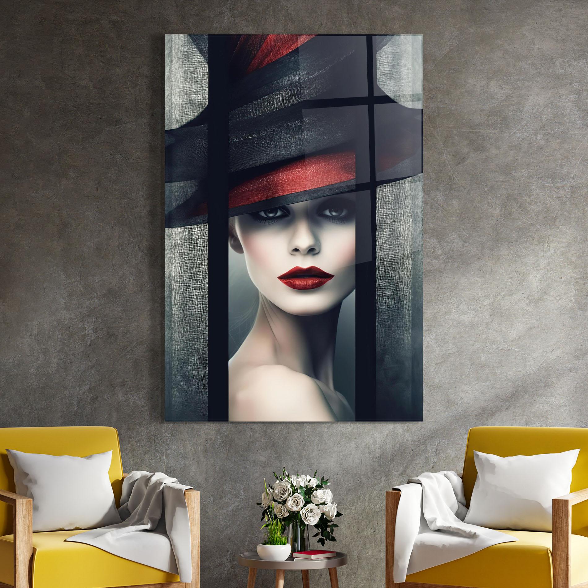 Glasbild Big Red Black Hat mockup 4