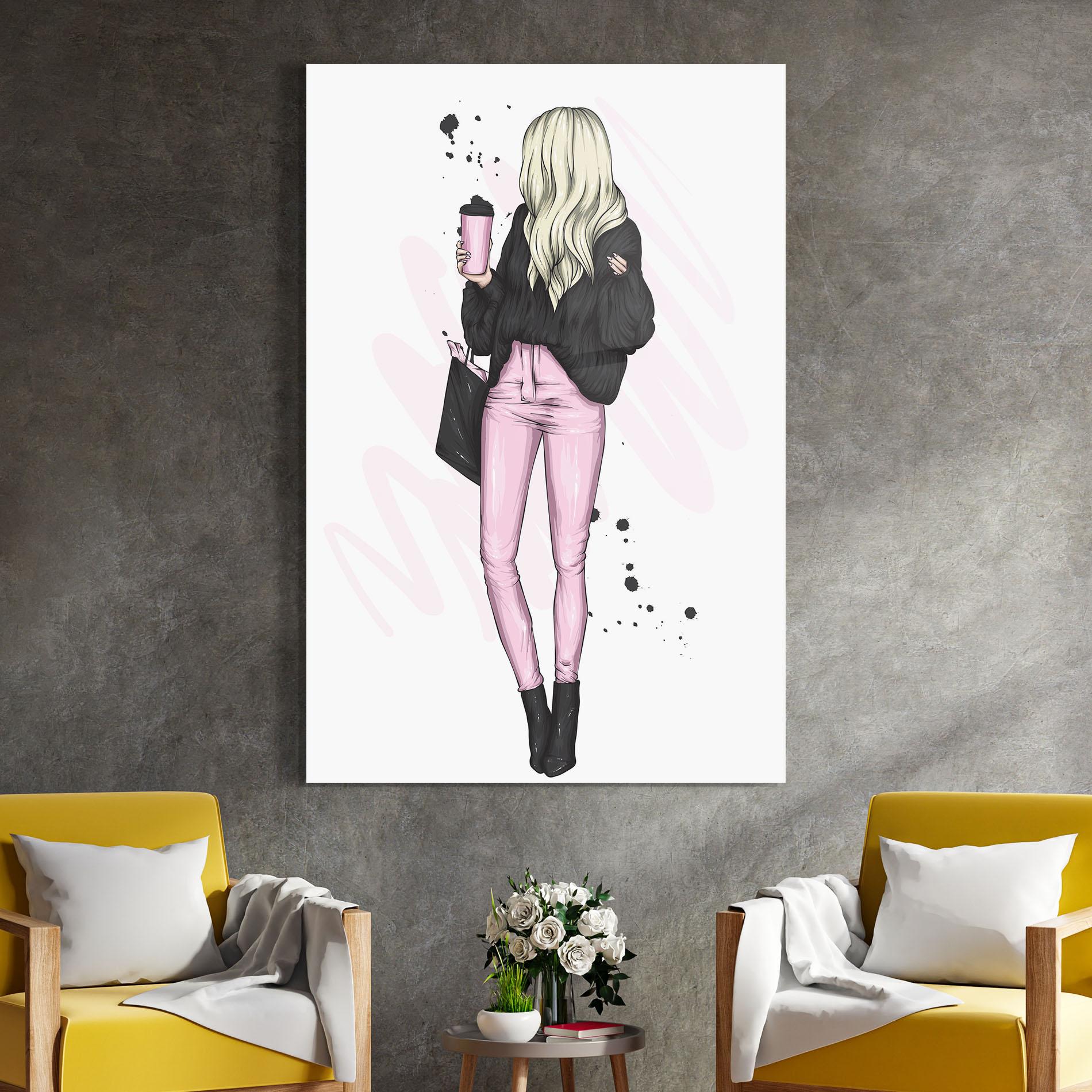 Glasbild Black Pink Outfit mockup 4