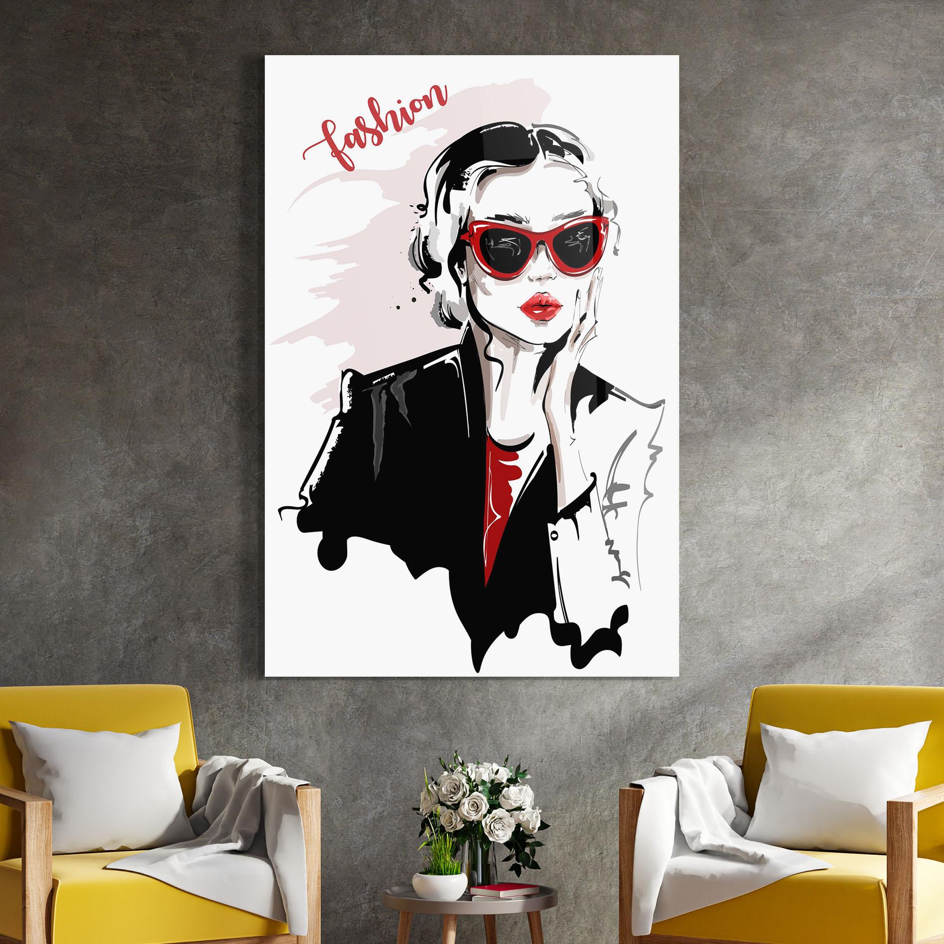 Glasbild Fashion Red Glasses mockup 4