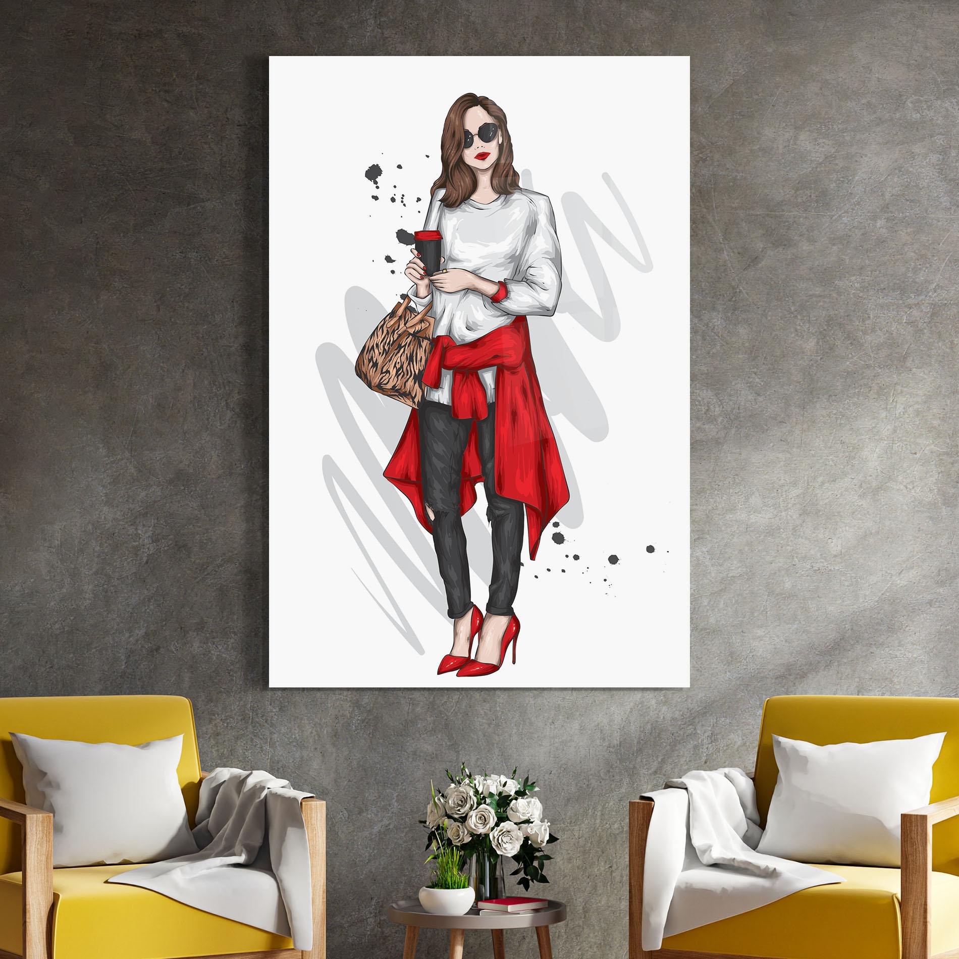 Glasbild White Blouse Woman mockup 4