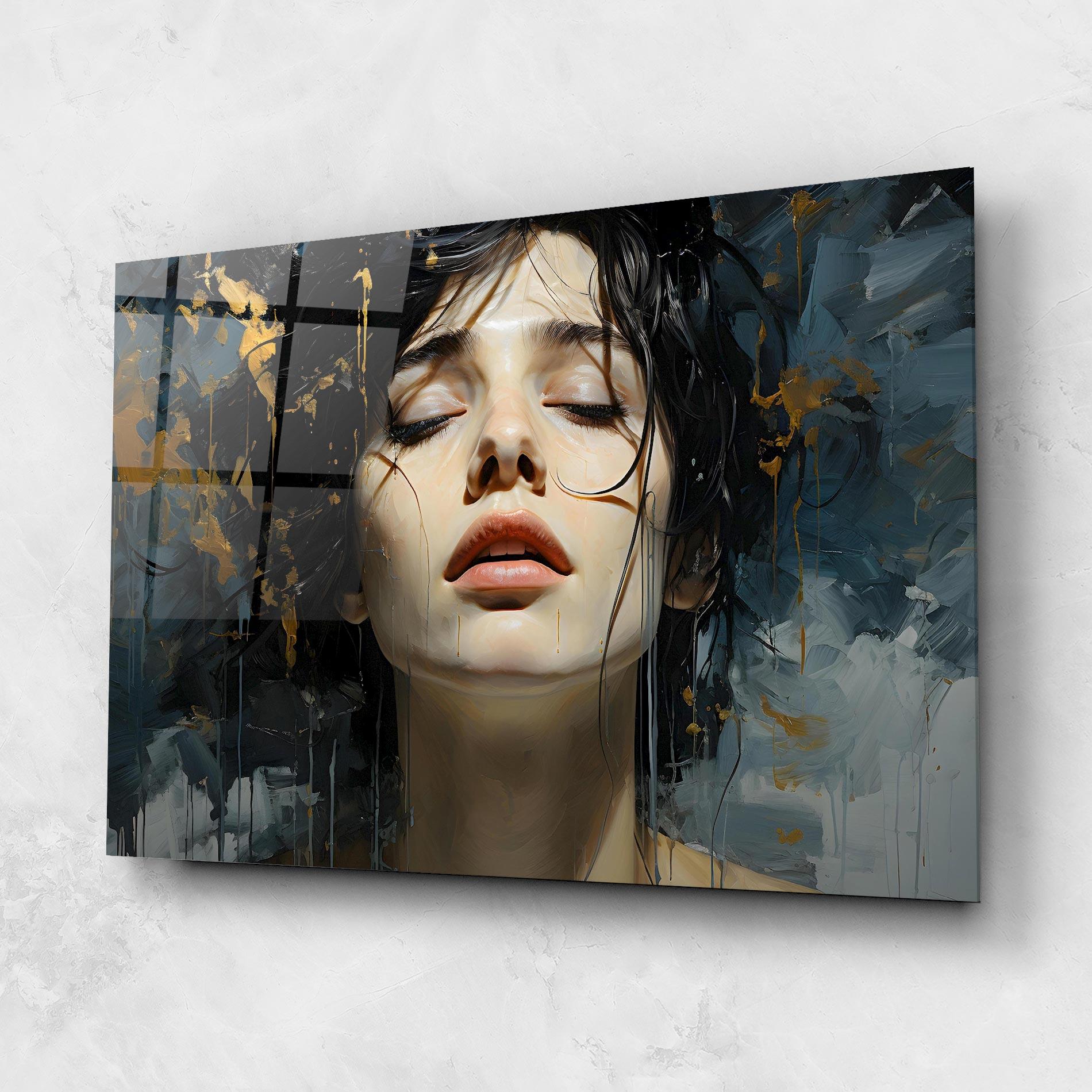 Glasbild Close Up Closed Eyes mockup 1