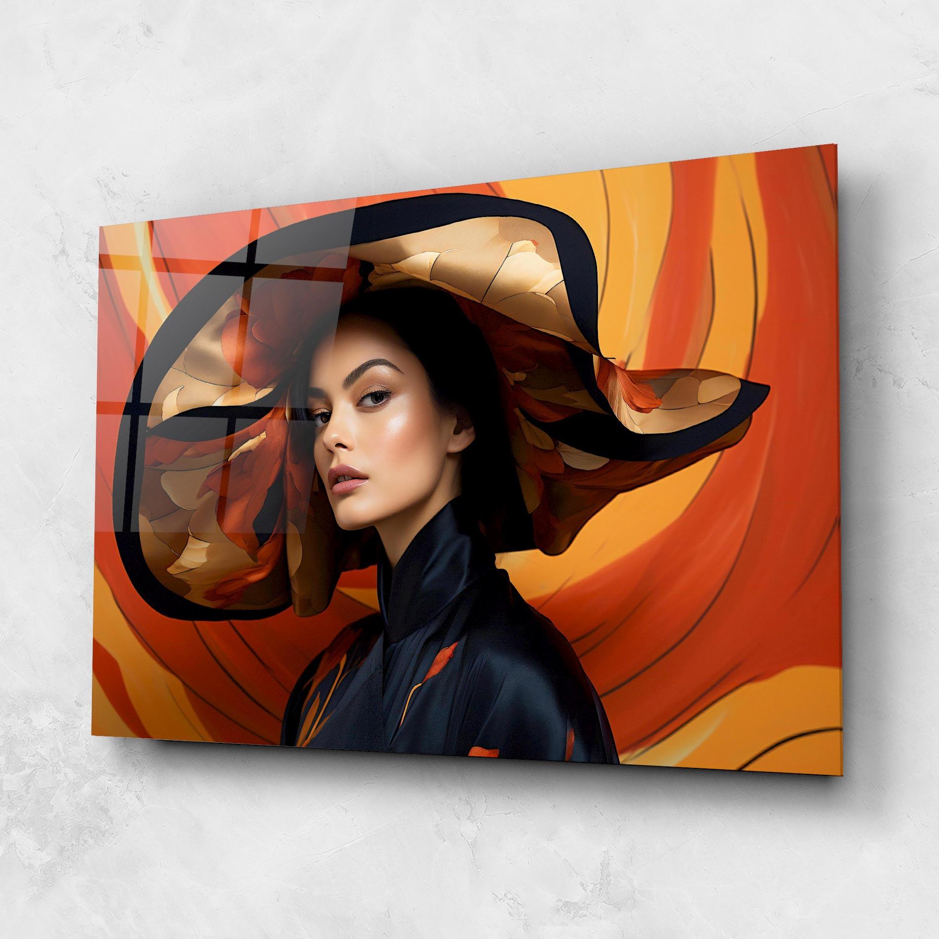 Glasbild Elegant Hat Woman mockup 1