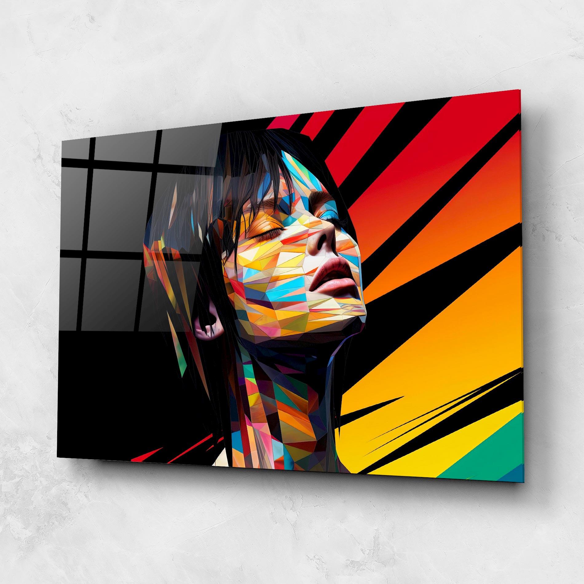 Glasbild Glitchy Woman mockup 1
