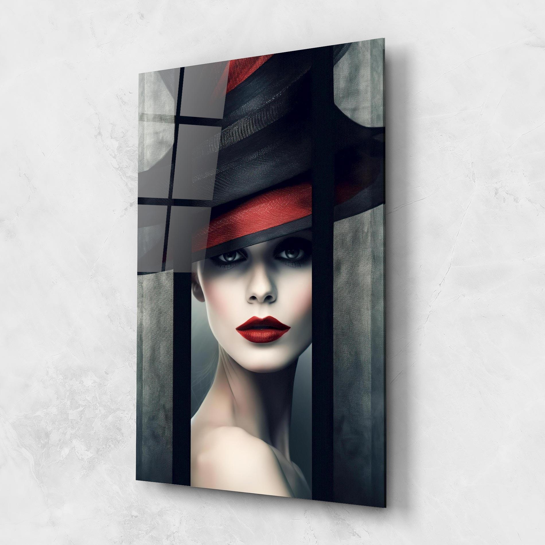 Glasbild Big Red Black Hat mockup 1