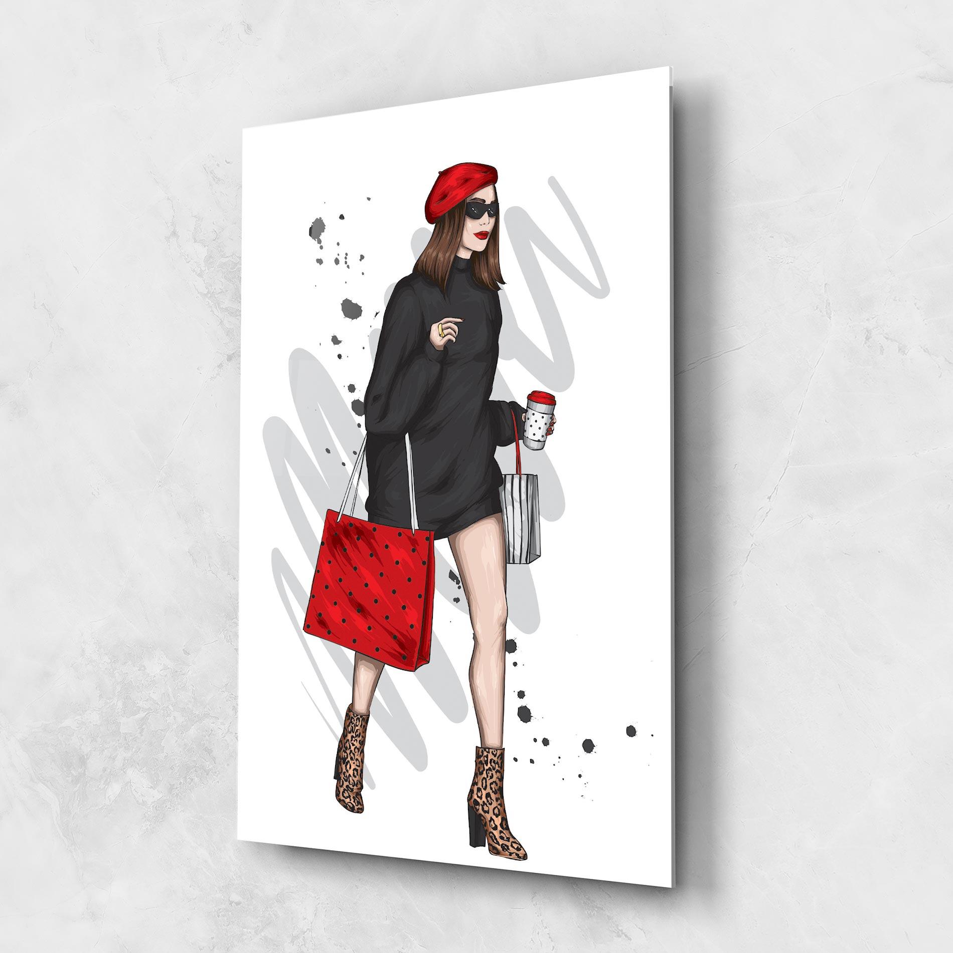 Glasbild Black Red Outfit mockup 1