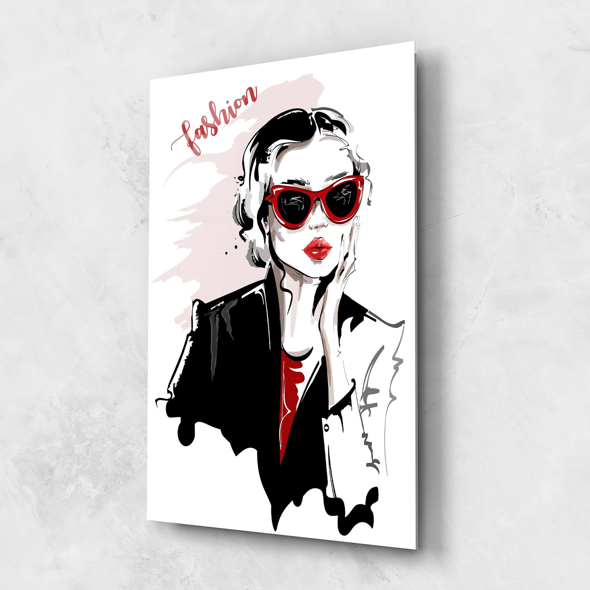 Glasbild Fashion Red Glasses mockup 1