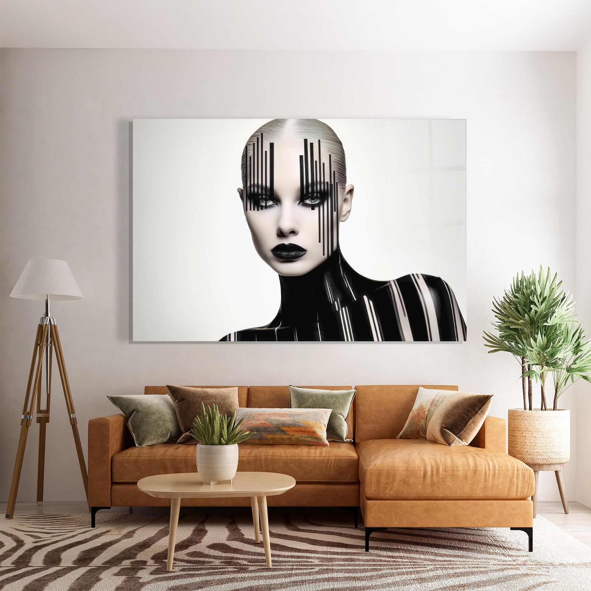 Glasbild Black Lips And Outfit mockup 7