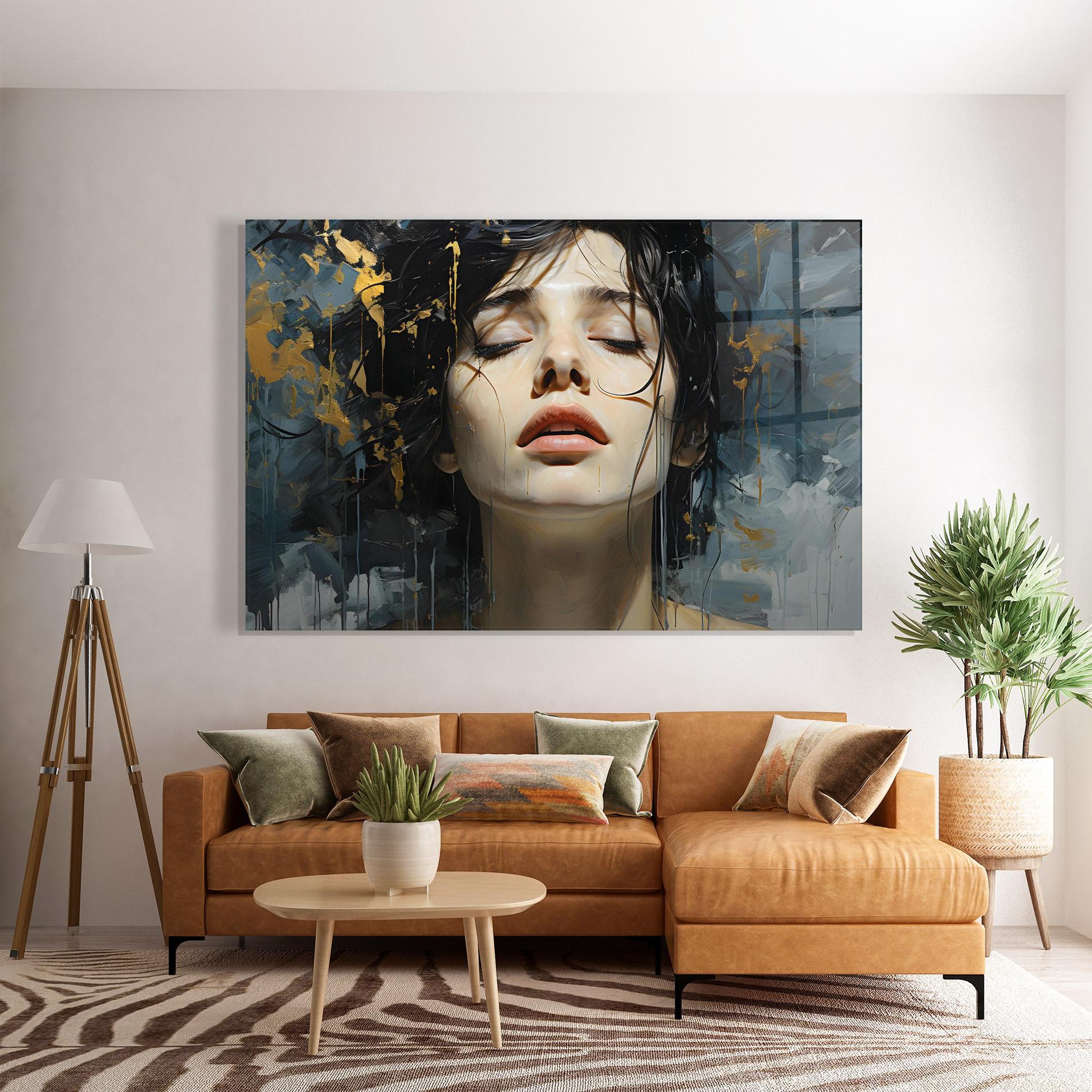 Glasbild Close Up Closed Eyes mockup 7