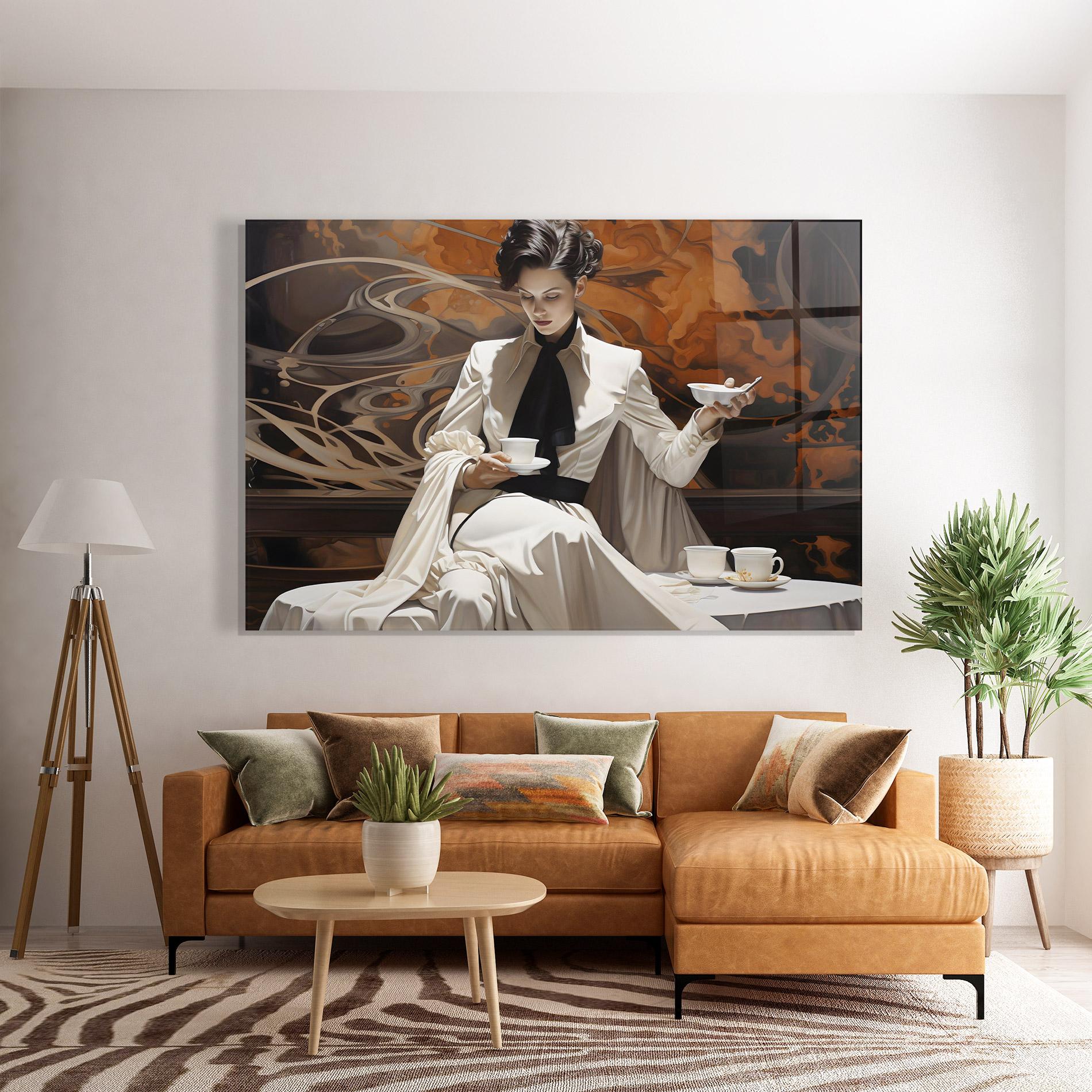 Glasbild Coffee Woman mockup 7