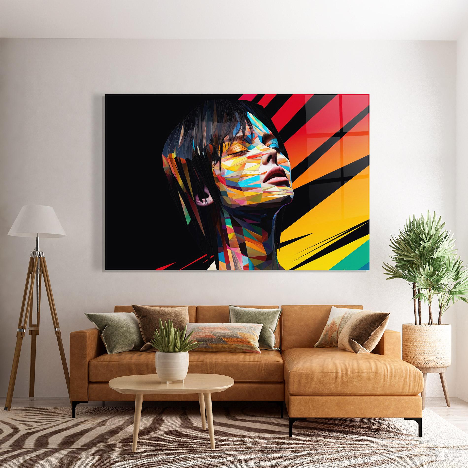 Glasbild Glitchy Woman mockup 7